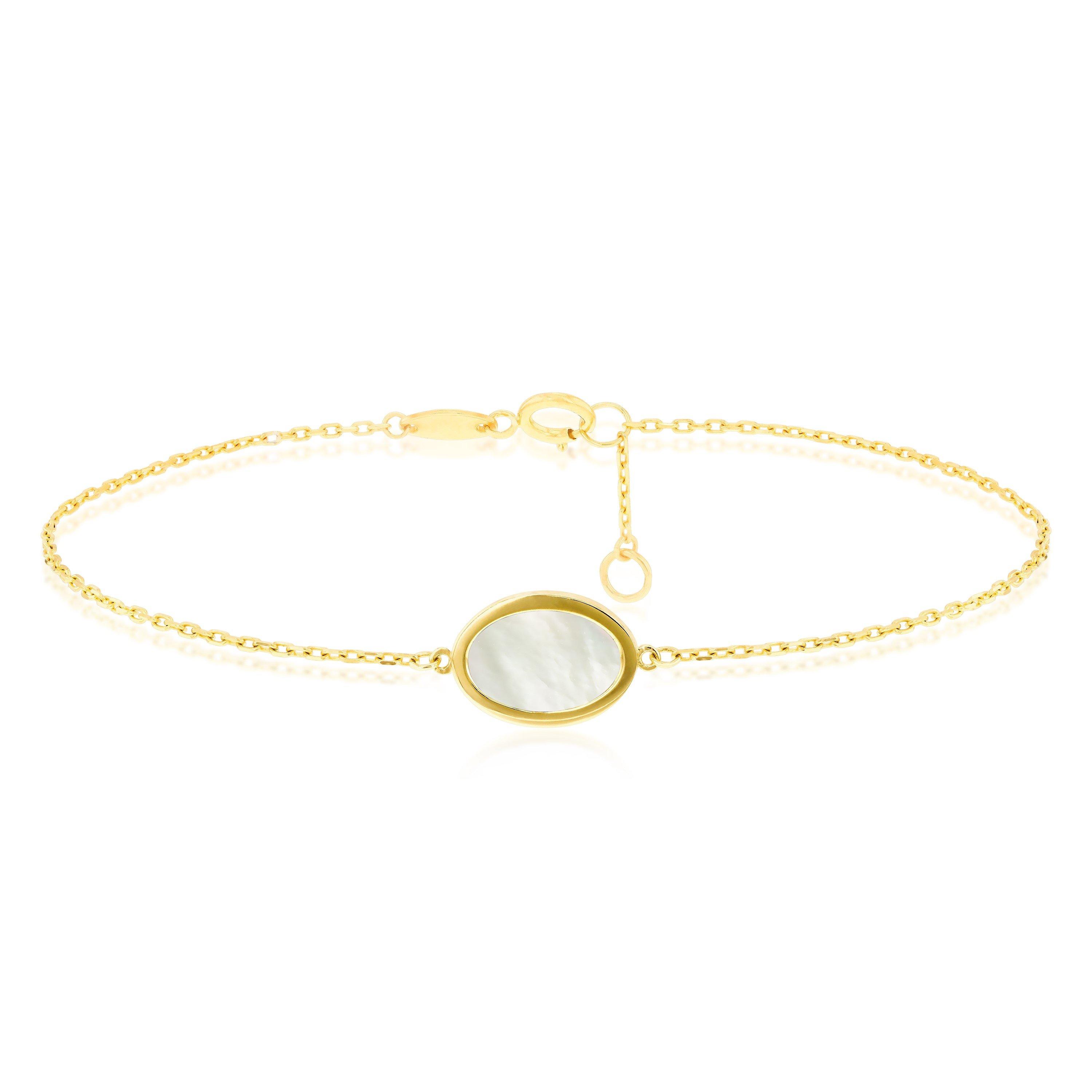 Yellow Gold - Be You - 9ct Gold Oval Mother of Pearl Bracelet - 1