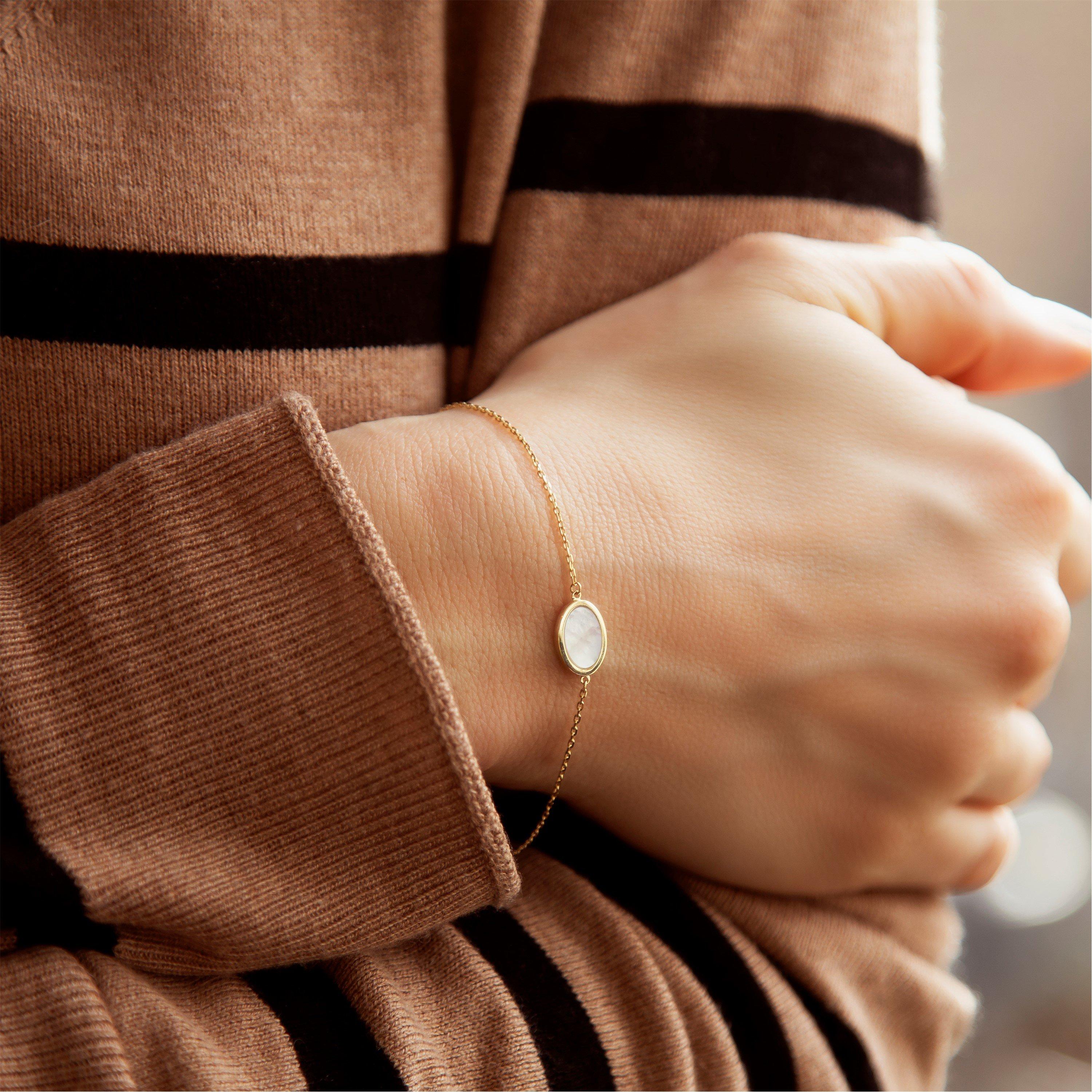 Yellow Gold - Be You - 9ct Gold Oval Mother of Pearl Bracelet - 2