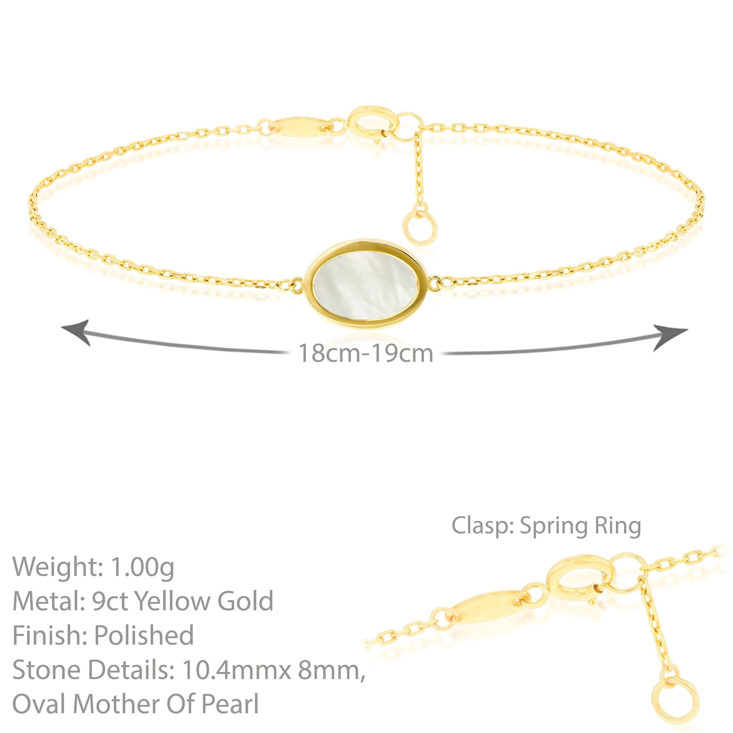 Yellow Gold - Be You - 9ct Gold Oval Mother of Pearl Bracelet - 4
