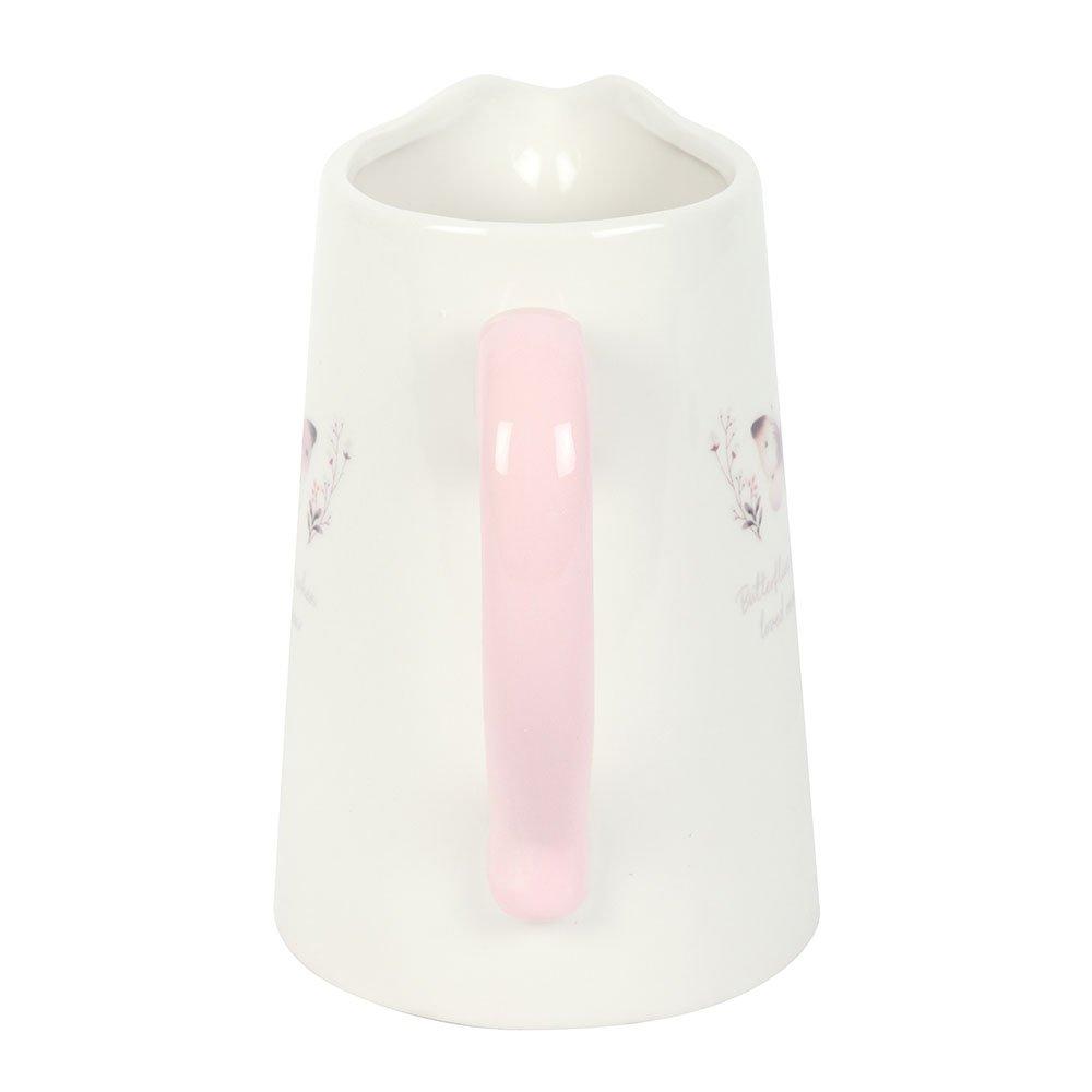 White - Something Different - White Butterfly Print Ceramic Flower Jug - 3