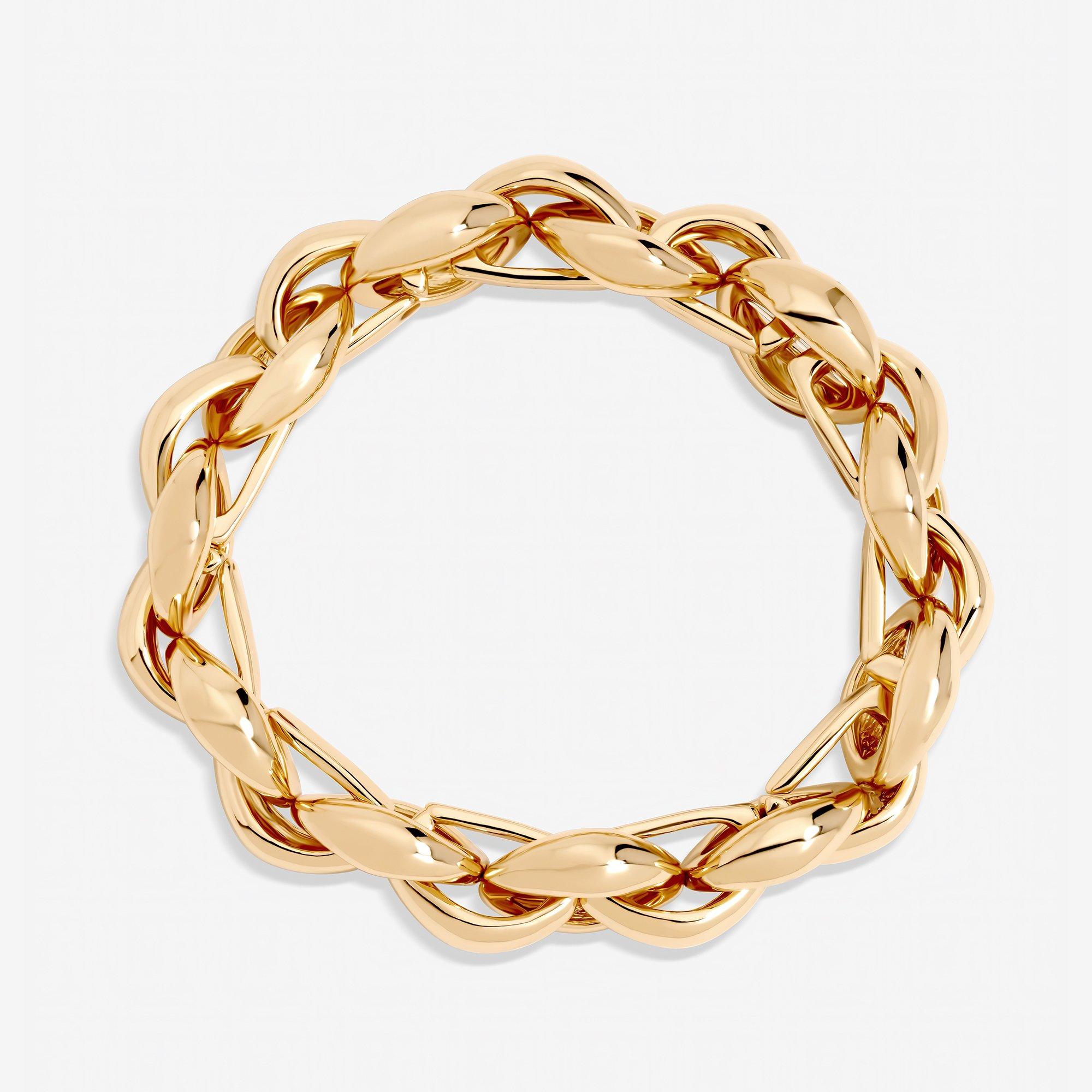 Gold - Mood - Gold Plated Statement Chain Stretch Bracelet - 1
