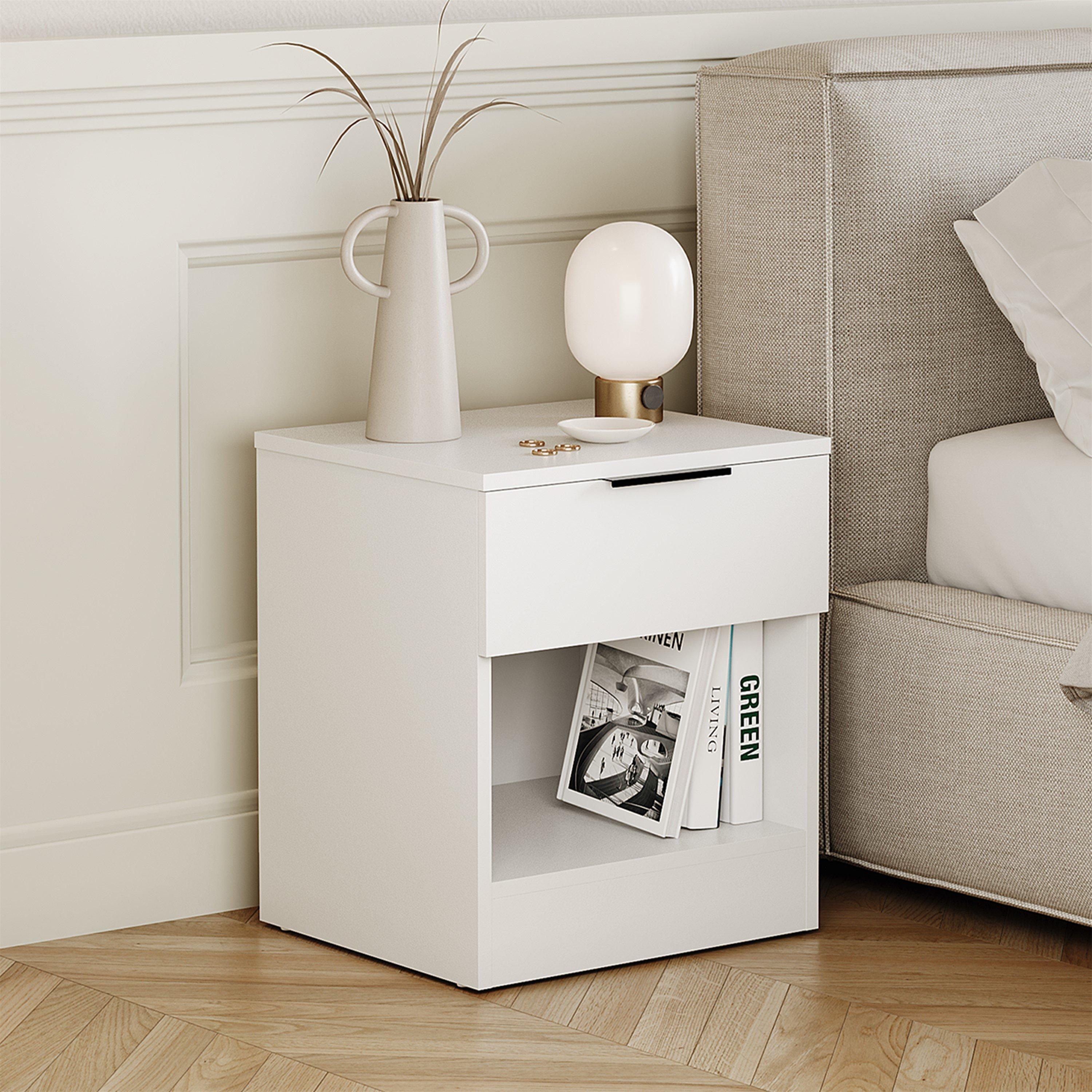 White - Lassic - Trega 1 Drawer Bedside Chest Set Of 2 - 4
