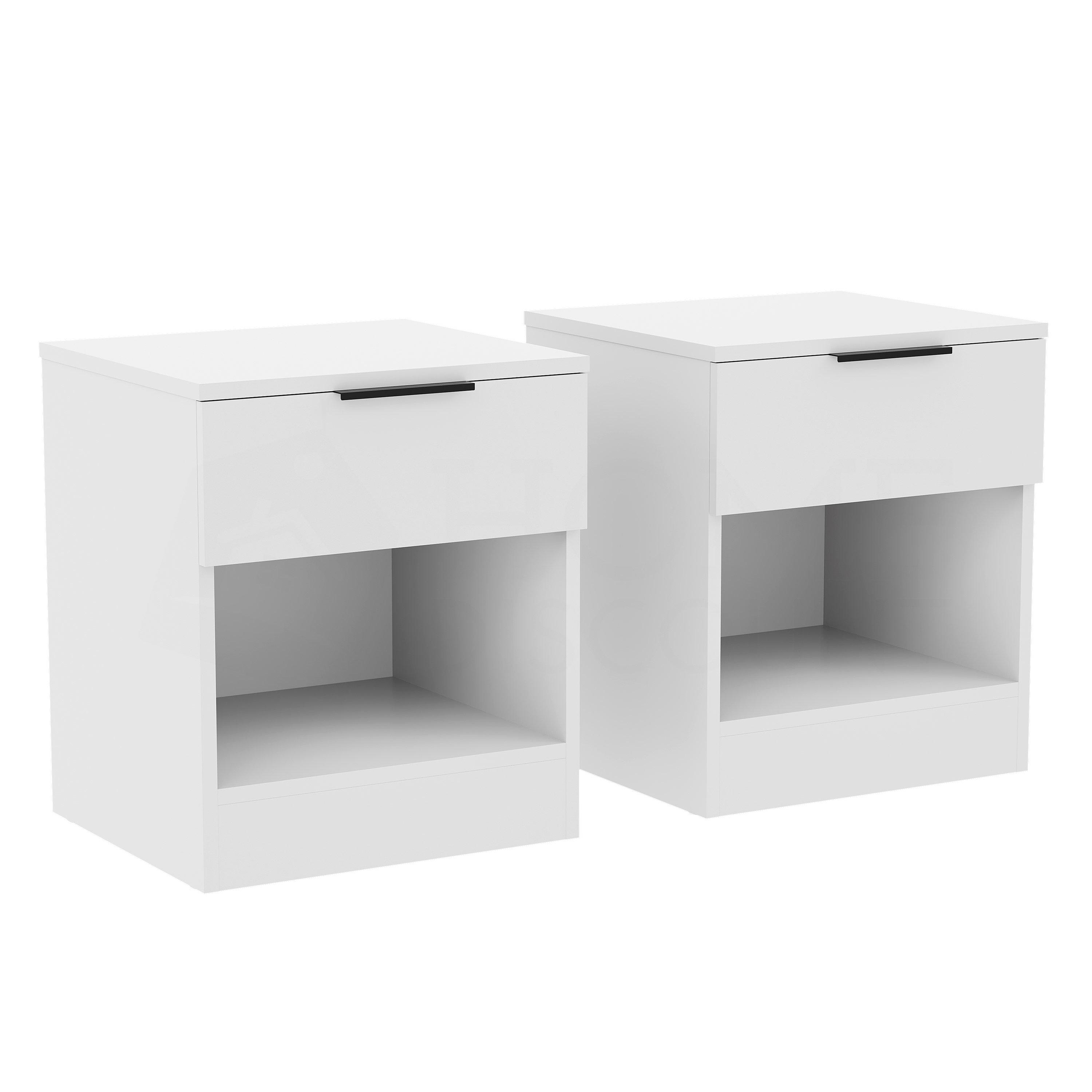 White - Lassic - Trega 1 Drawer Bedside Chest Set Of 2 - 9