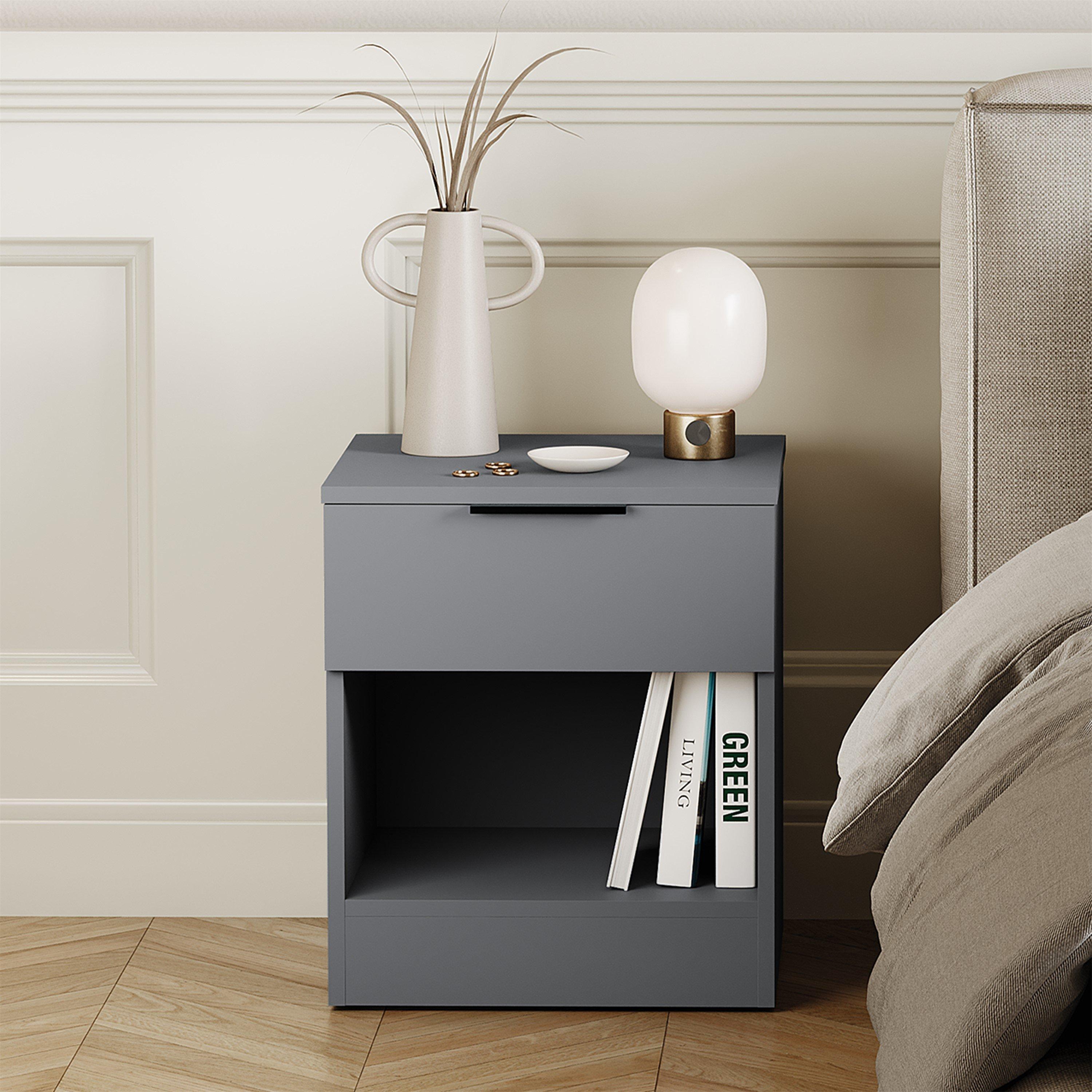 Grey - Lassic - Trega 1 Drawer Bedside Chest Set Of 2 - 5