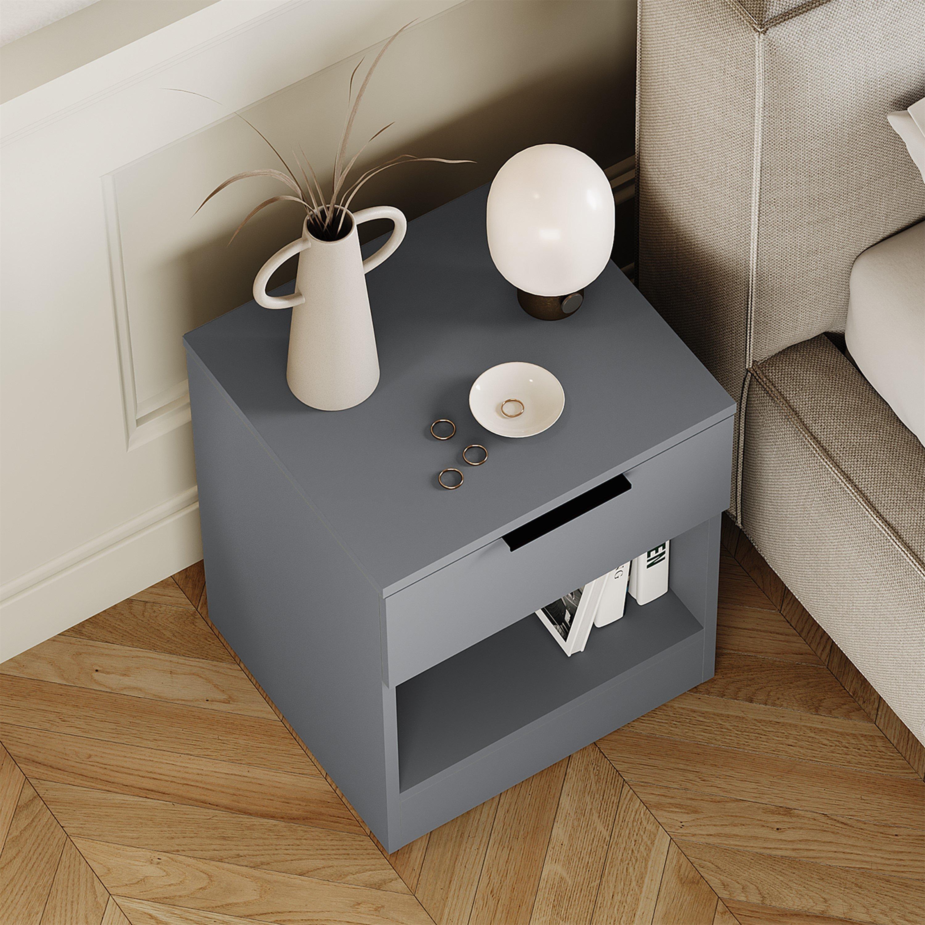 Grey - Lassic - Trega 1 Drawer Bedside Chest Set Of 2 - 7