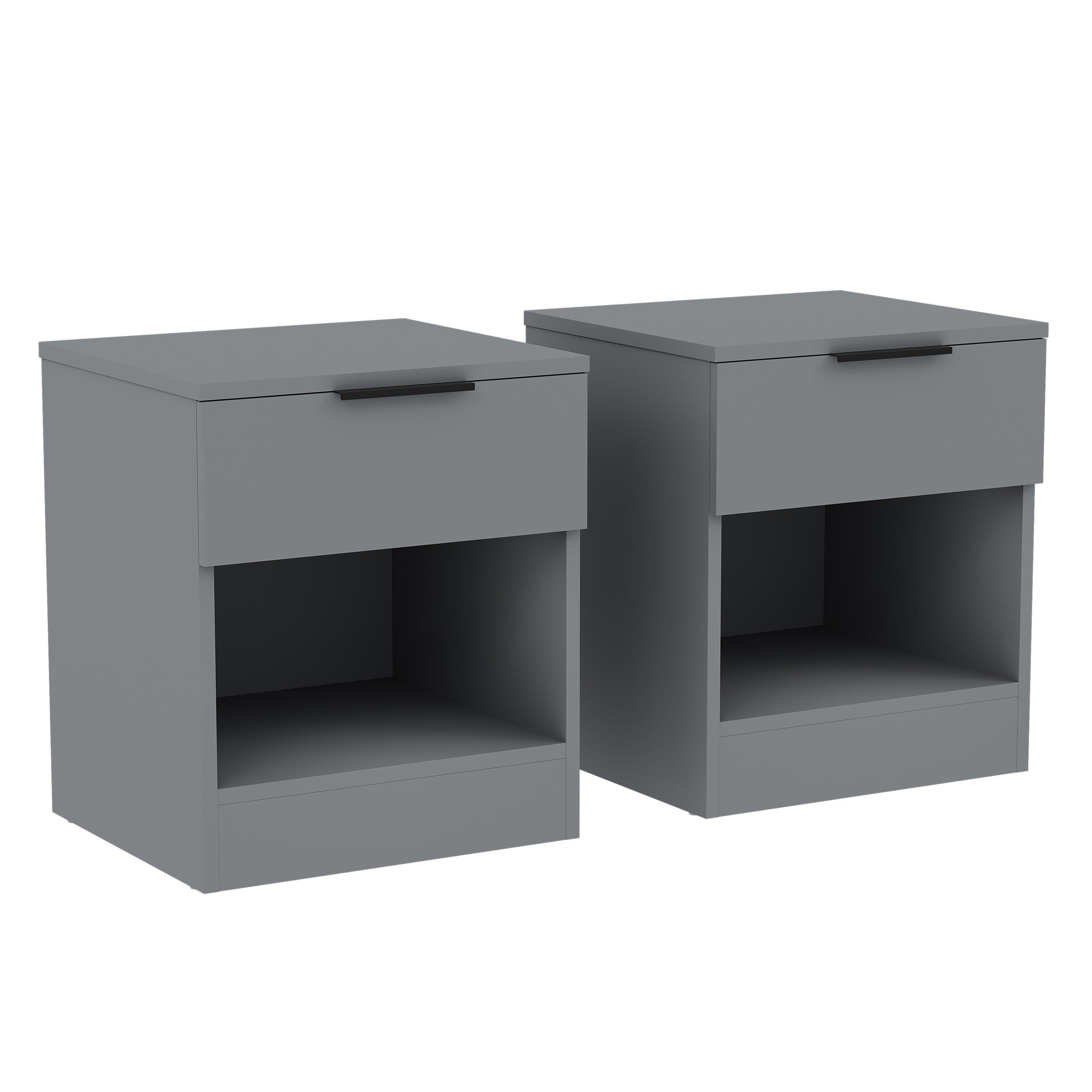 Grey - Lassic - Trega 1 Drawer Bedside Chest Set Of 2 - 9
