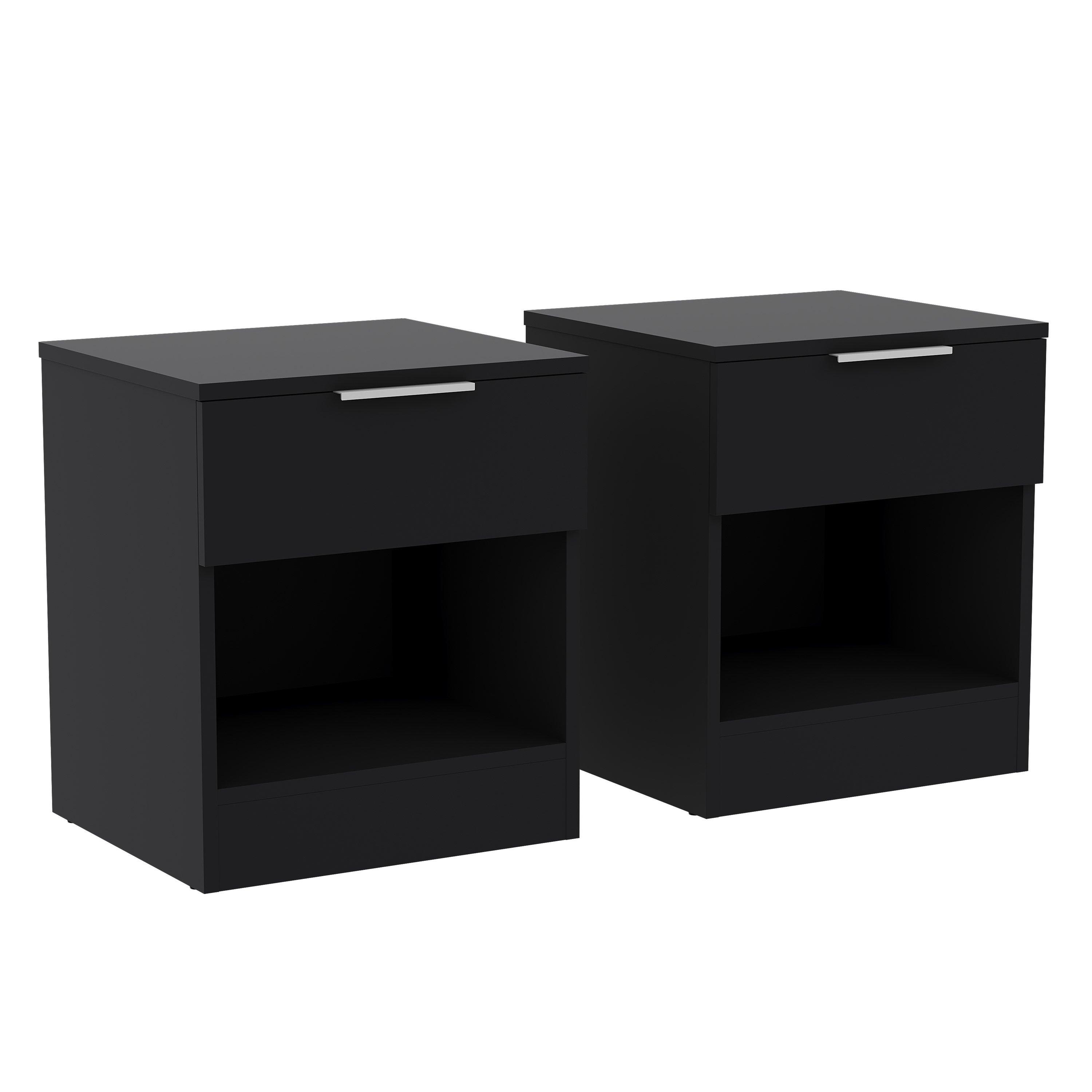 Black - Lassic - Trega 1 Drawer Bedside Chest Set Of 2 - 9
