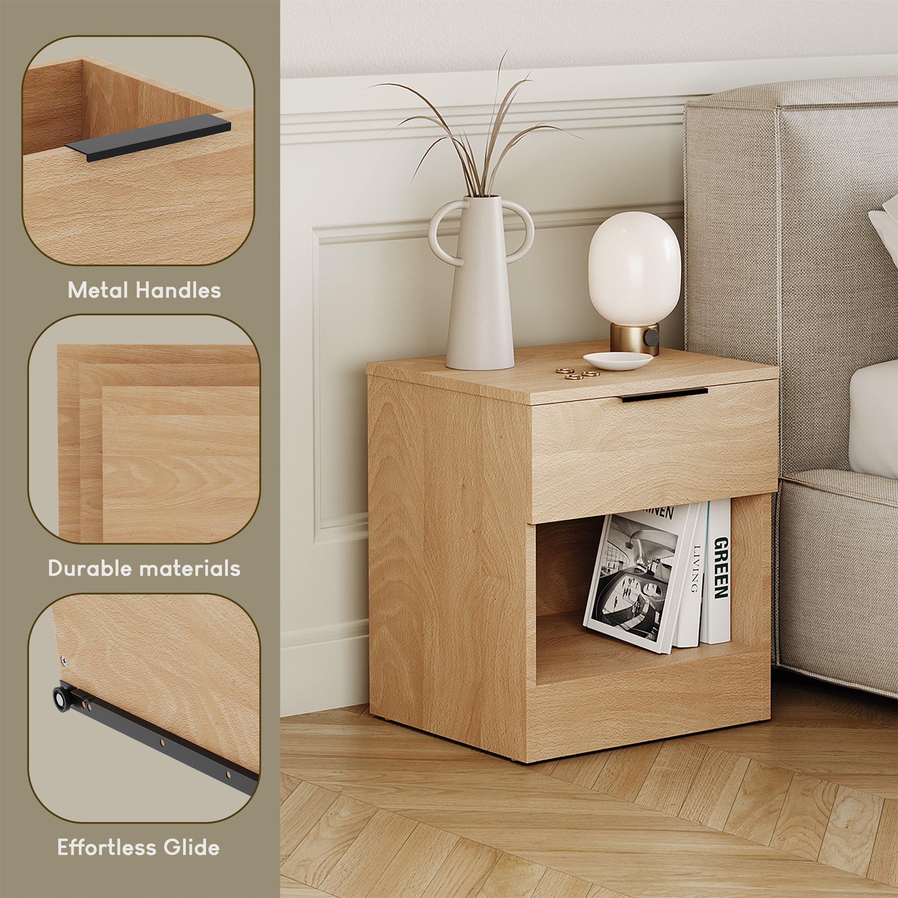 Pine - Lassic - Trega 1 Drawer Bedside Chest Set Of 2 - 8