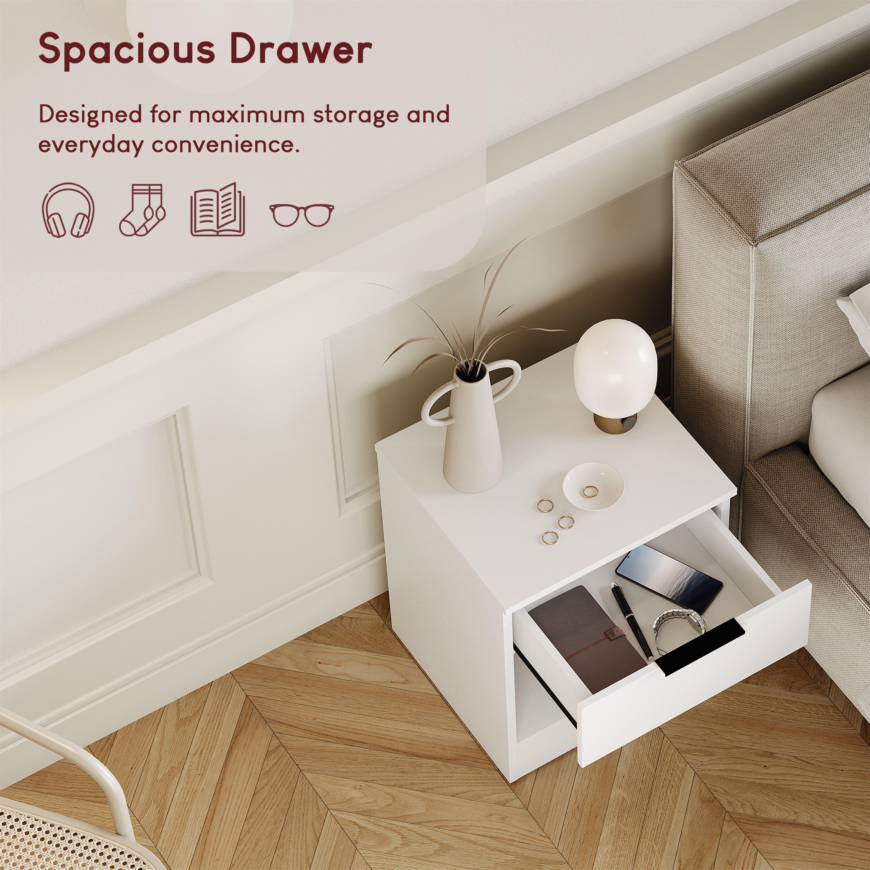 White - Lassic - Trega 1 Drawer Bedside Chest - 4