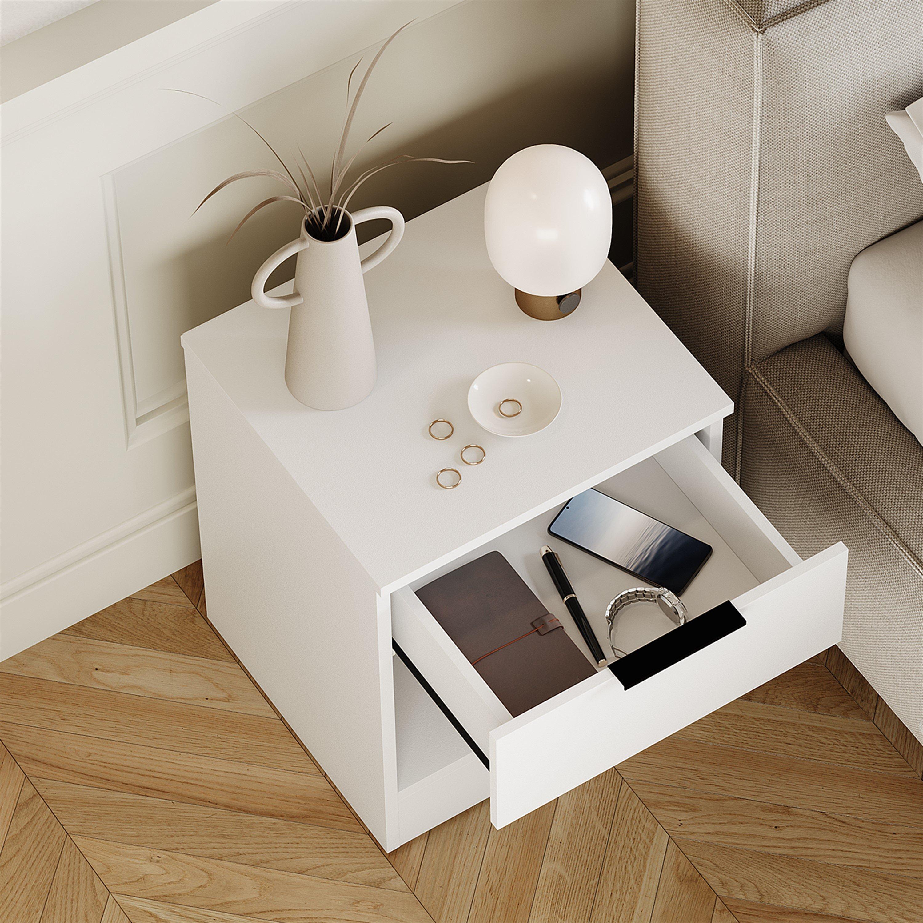 White - Lassic - Trega 1 Drawer Bedside Chest - 5