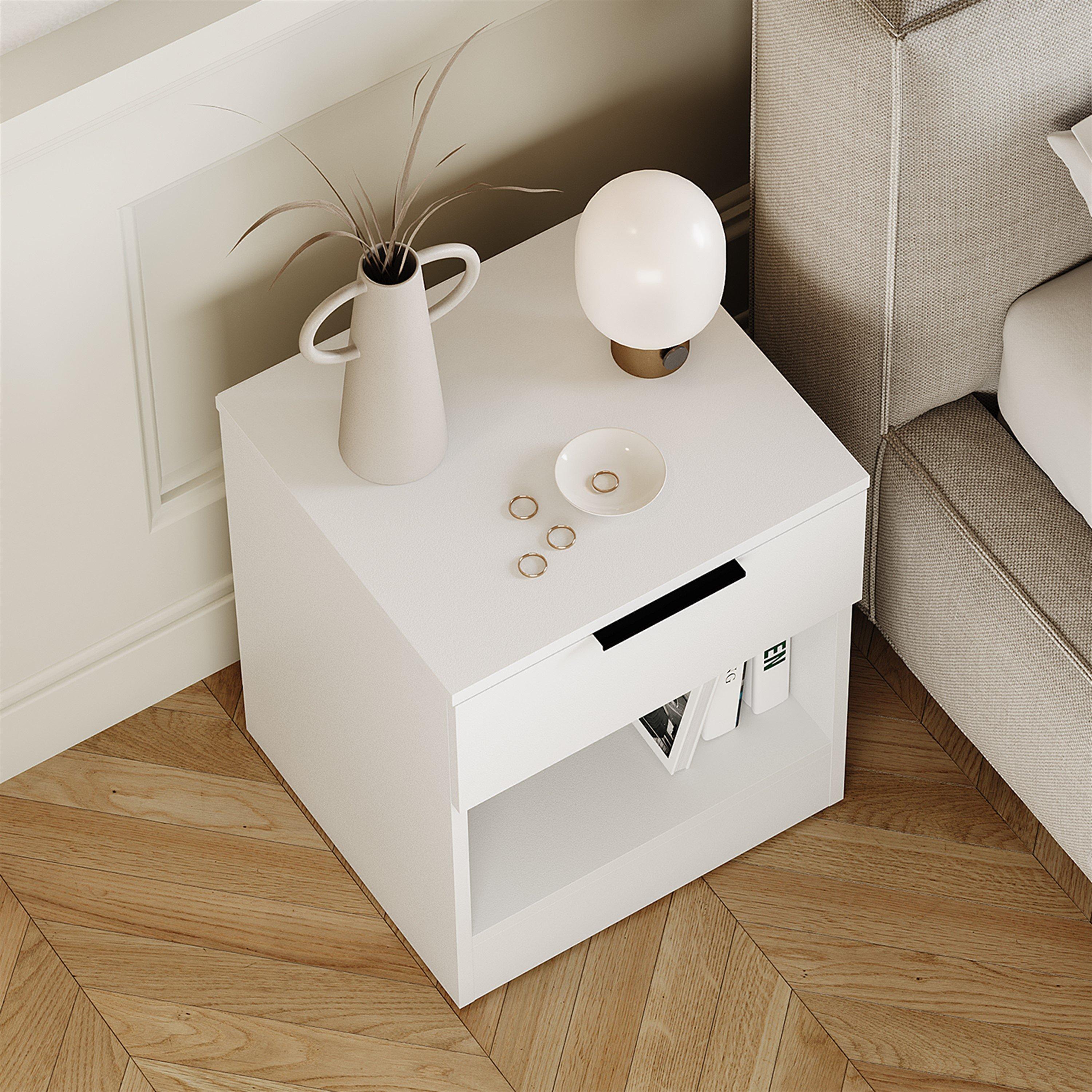 White - Lassic - Trega 1 Drawer Bedside Chest - 6