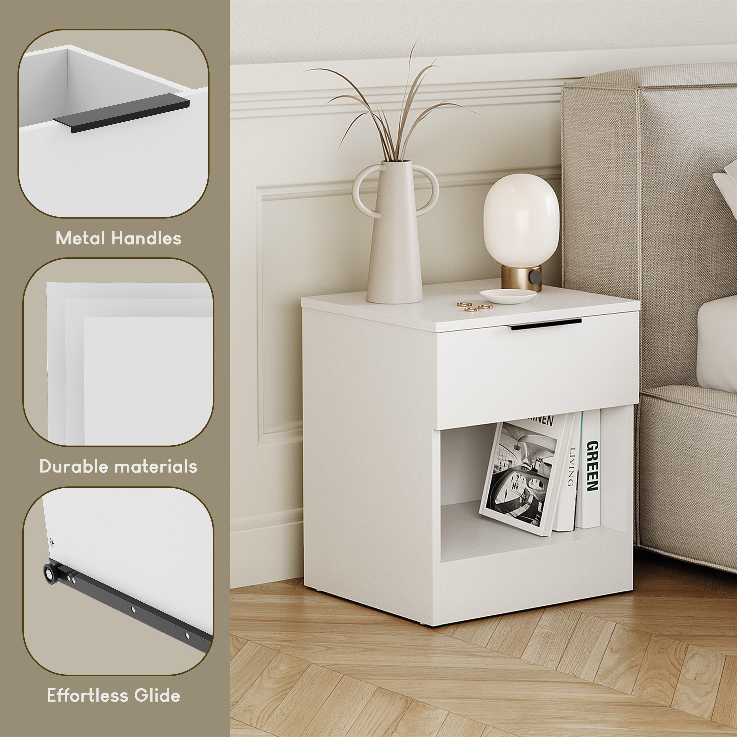 White - Lassic - Trega 1 Drawer Bedside Chest - 7