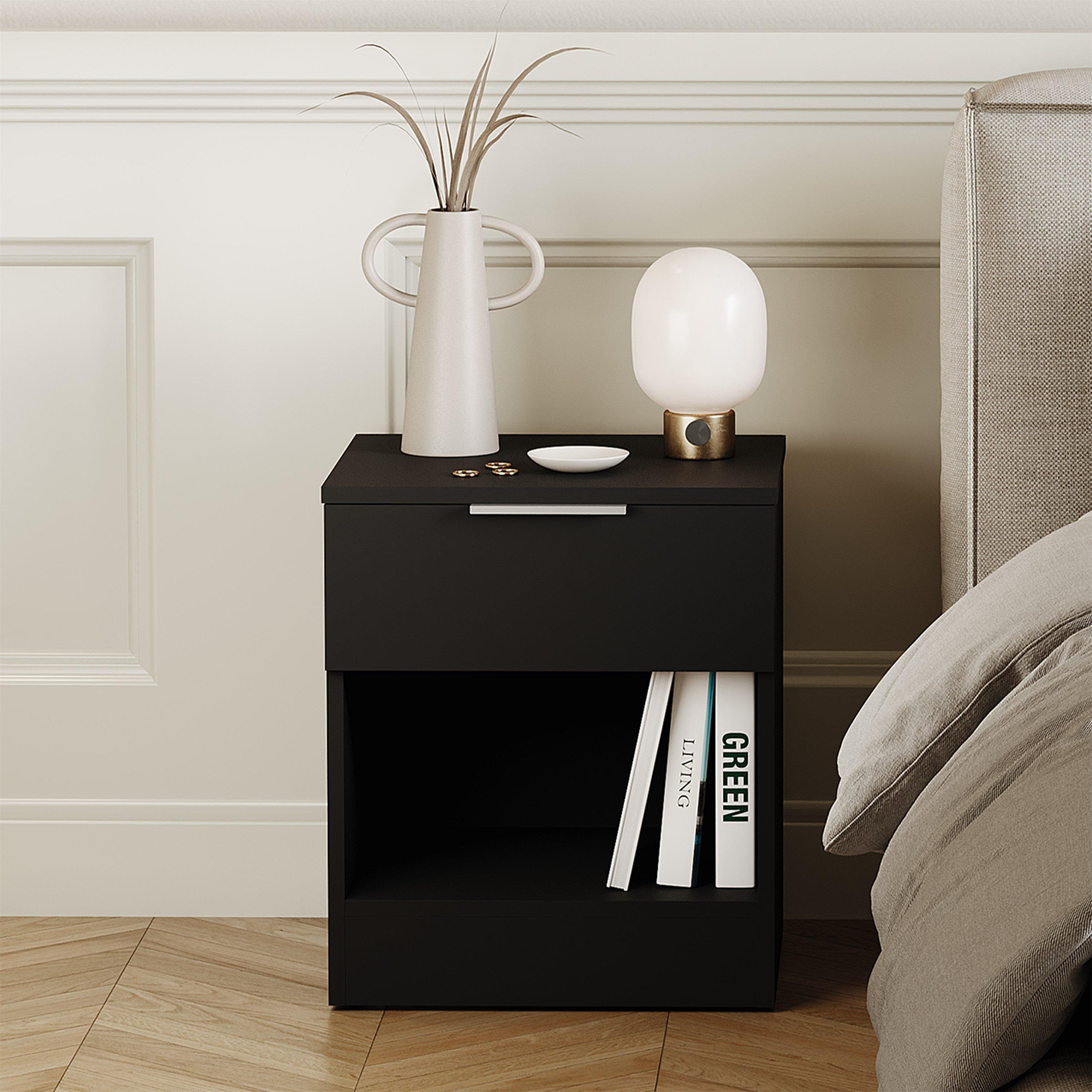 Black - Lassic - Trega 1 Drawer Bedside Chest - 3