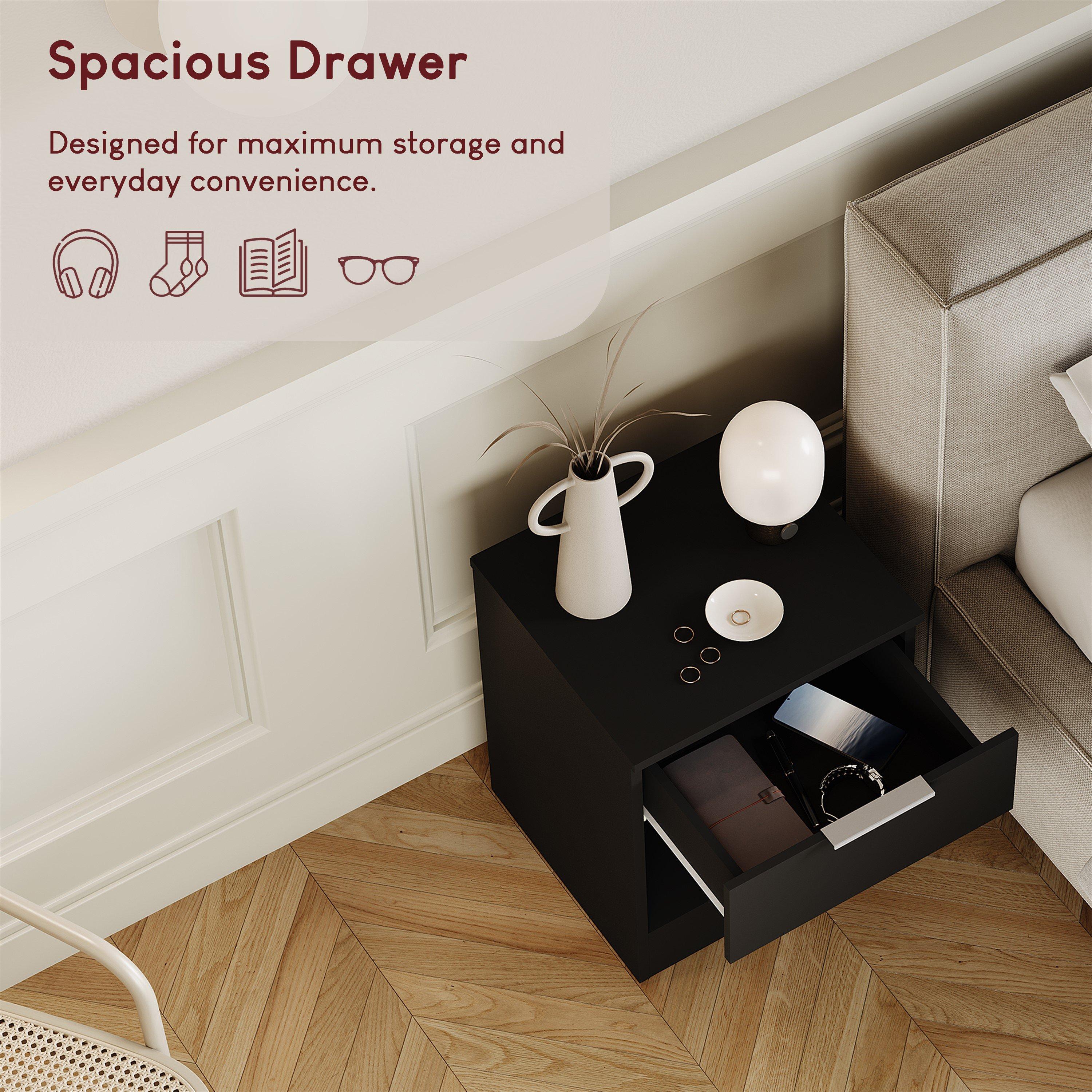 Black - Lassic - Trega 1 Drawer Bedside Chest - 4