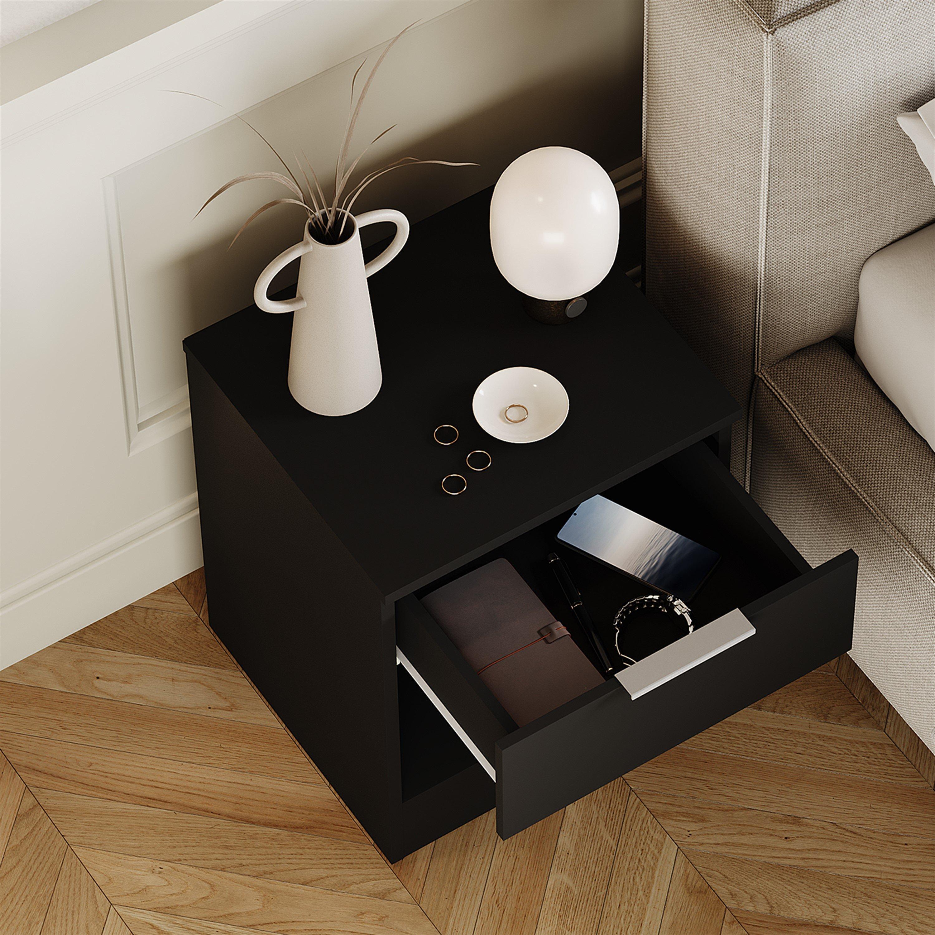 Black - Lassic - Trega 1 Drawer Bedside Chest - 5