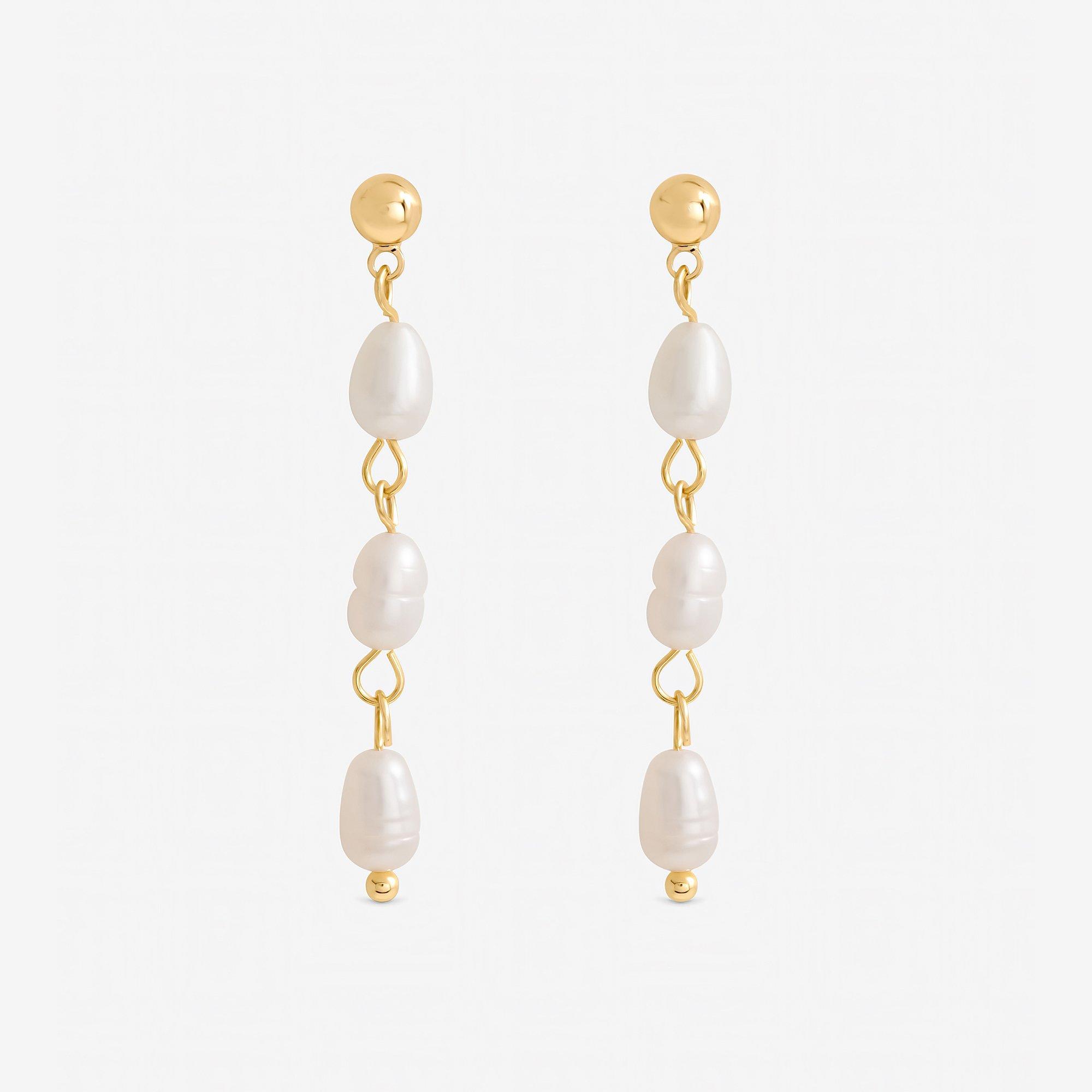 Silver - Jon Richard - Real Freshwater Linear Drop Earrings - 2