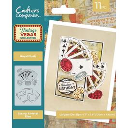 Crafters Companion Vintage Vegas Stamp & Die - Royal Flush