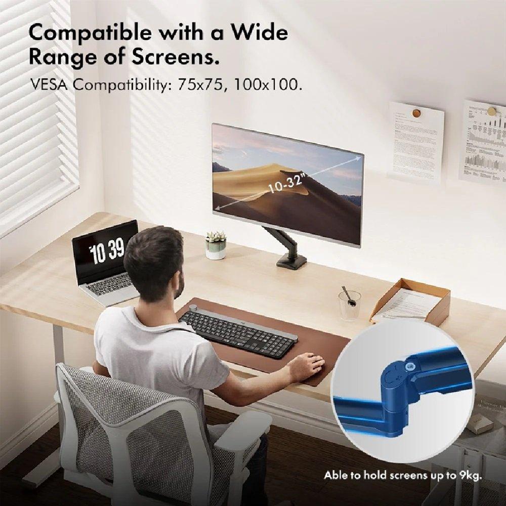 Black - VonHaus - Gas Lift Monitor Arm with Clamp - 2