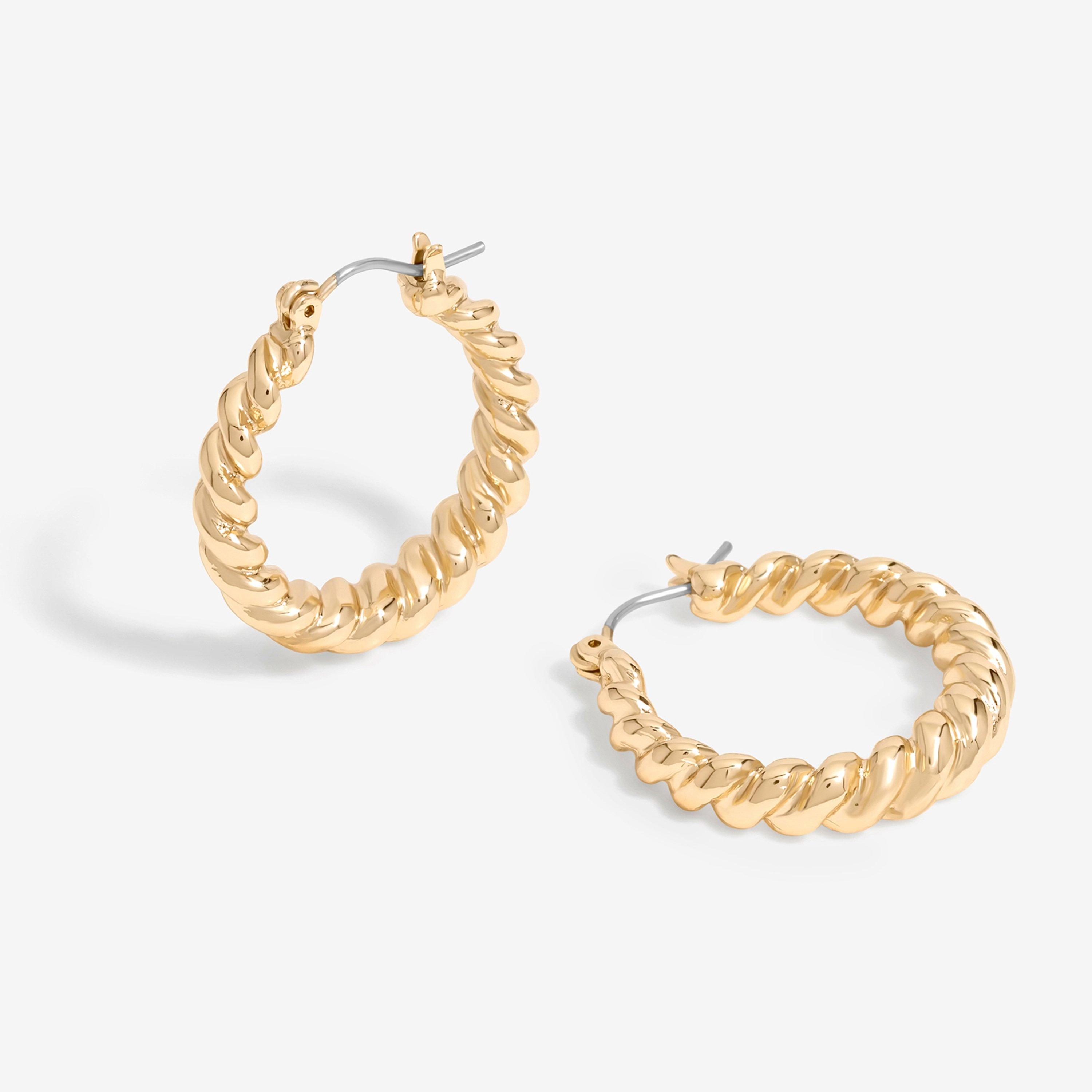 Gold - Jon Richard - Gold Plated Polished Twist Hoop Earrings - 1