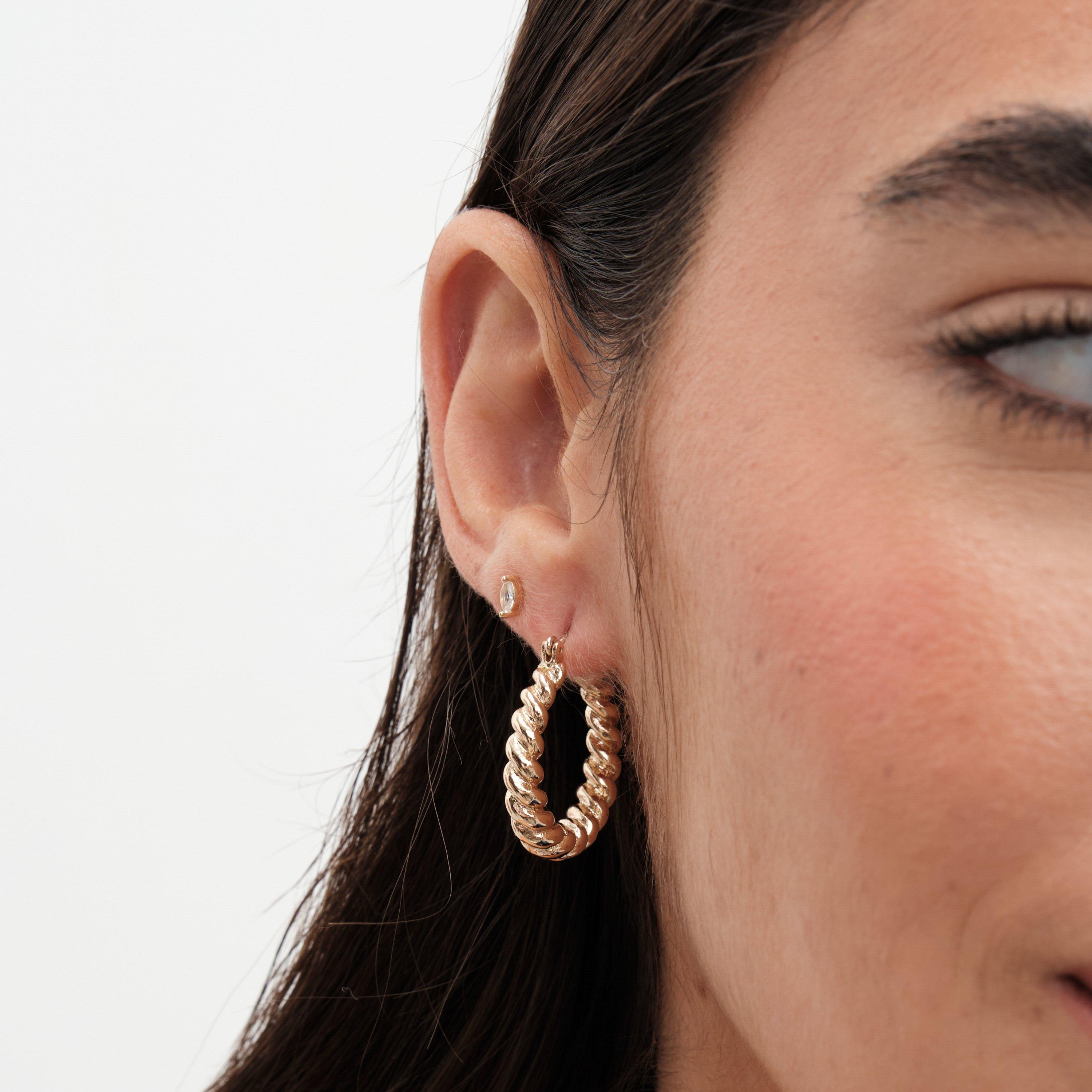 Gold - Jon Richard - Gold Plated Polished Twist Hoop Earrings - 2