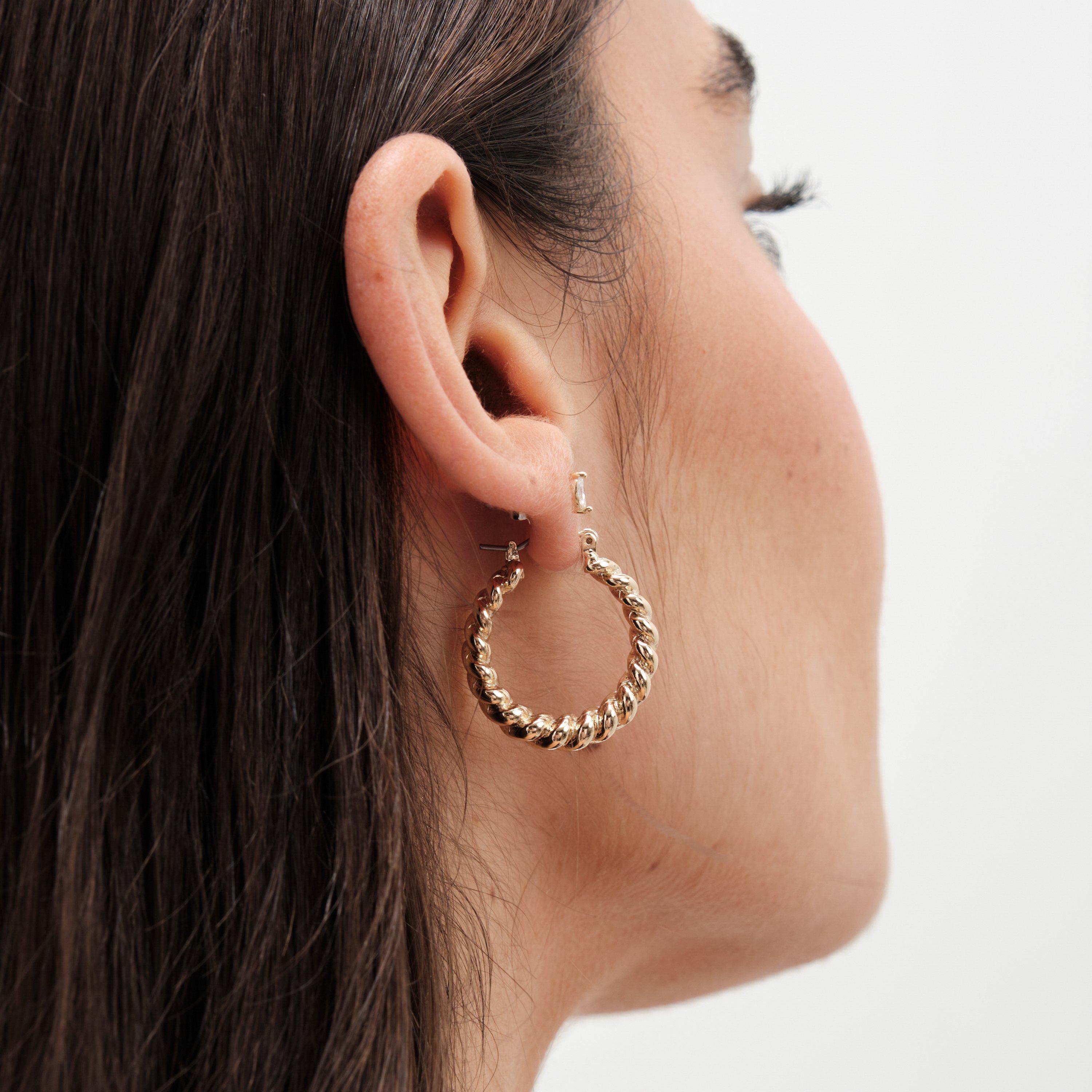 Gold - Jon Richard - Gold Plated Polished Twist Hoop Earrings - 3