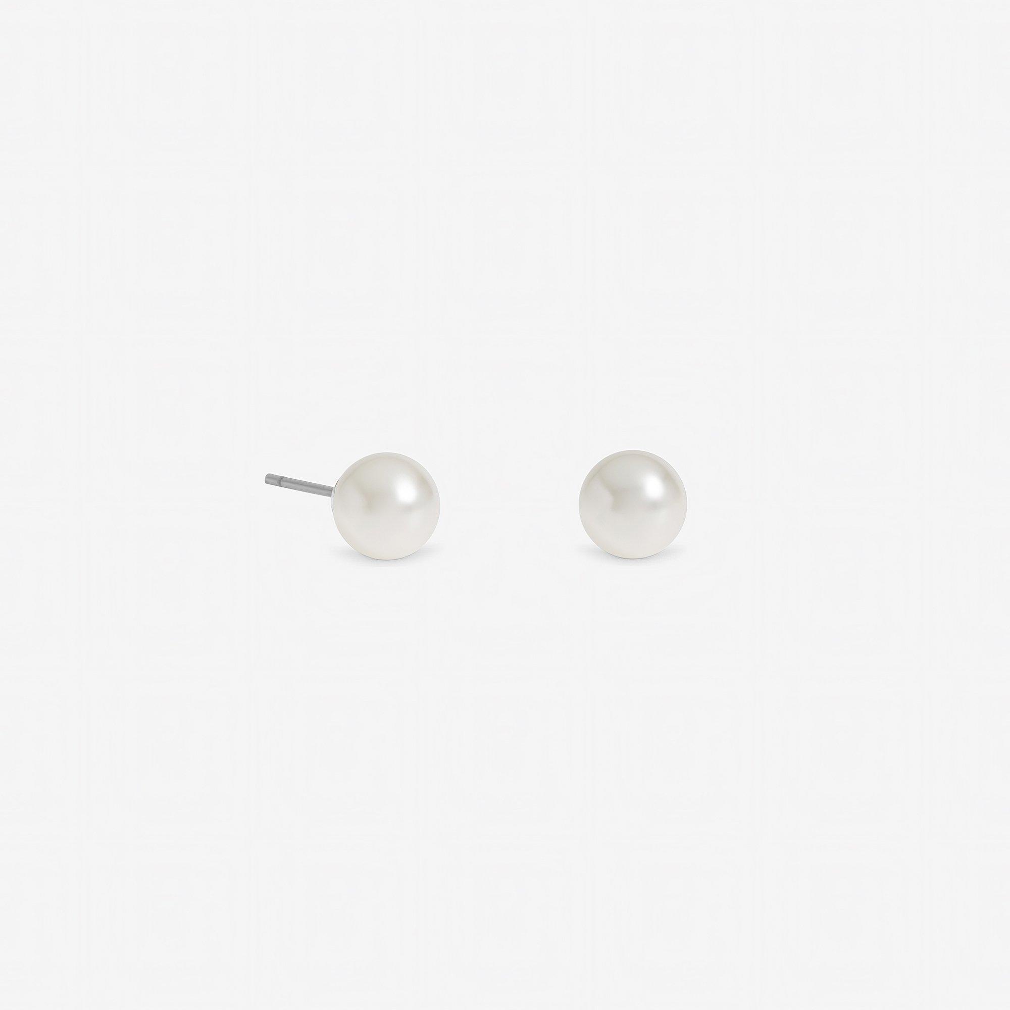 Silver - Jon Richard - Silver Plated Small White Pearl Stud Earrings