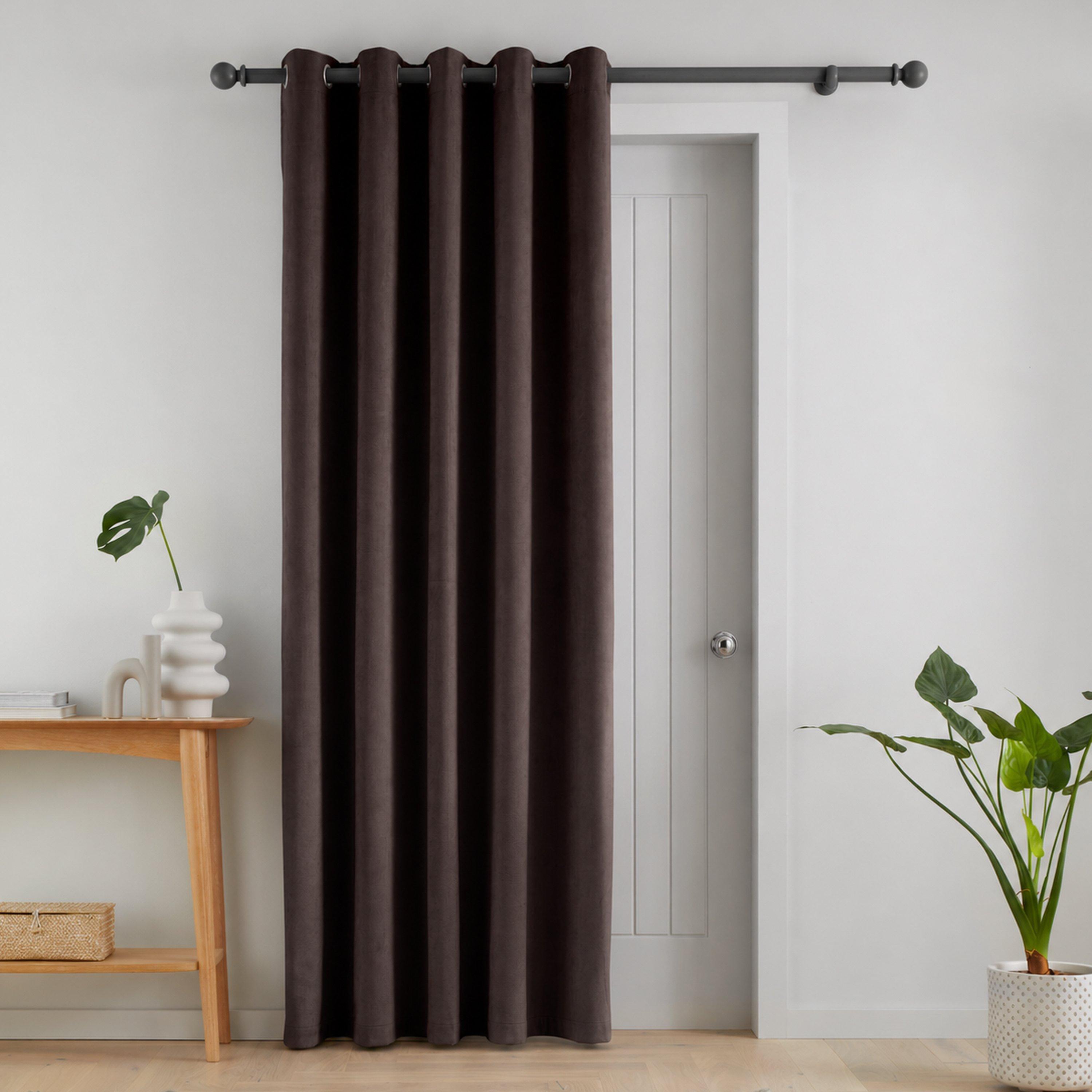 Chocolate - Catherine Lansfield - Super Thermal Blackout Matt Eyelet Door Panel - 1