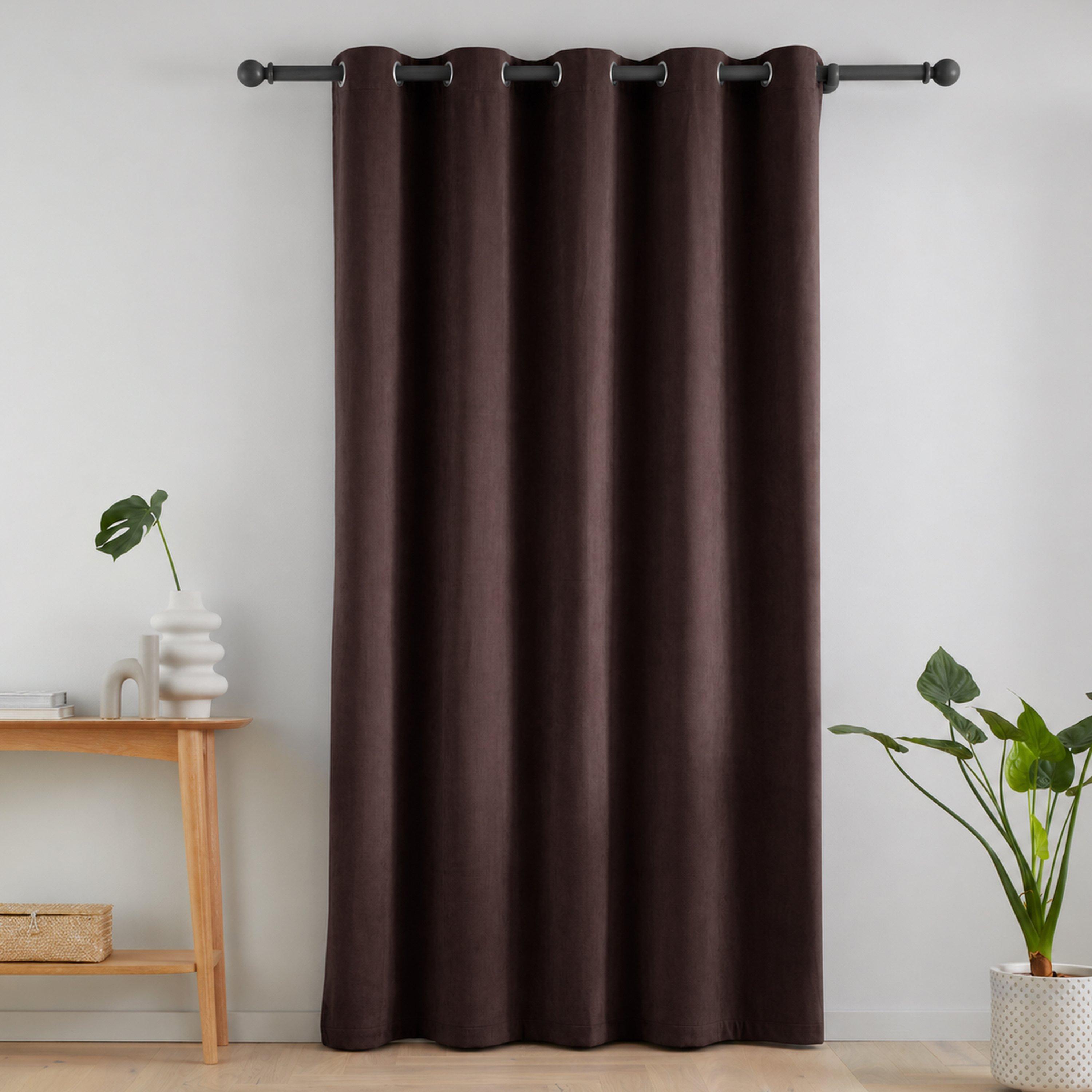 Chocolate - Catherine Lansfield - Super Thermal Blackout Matt Eyelet Door Panel - 2