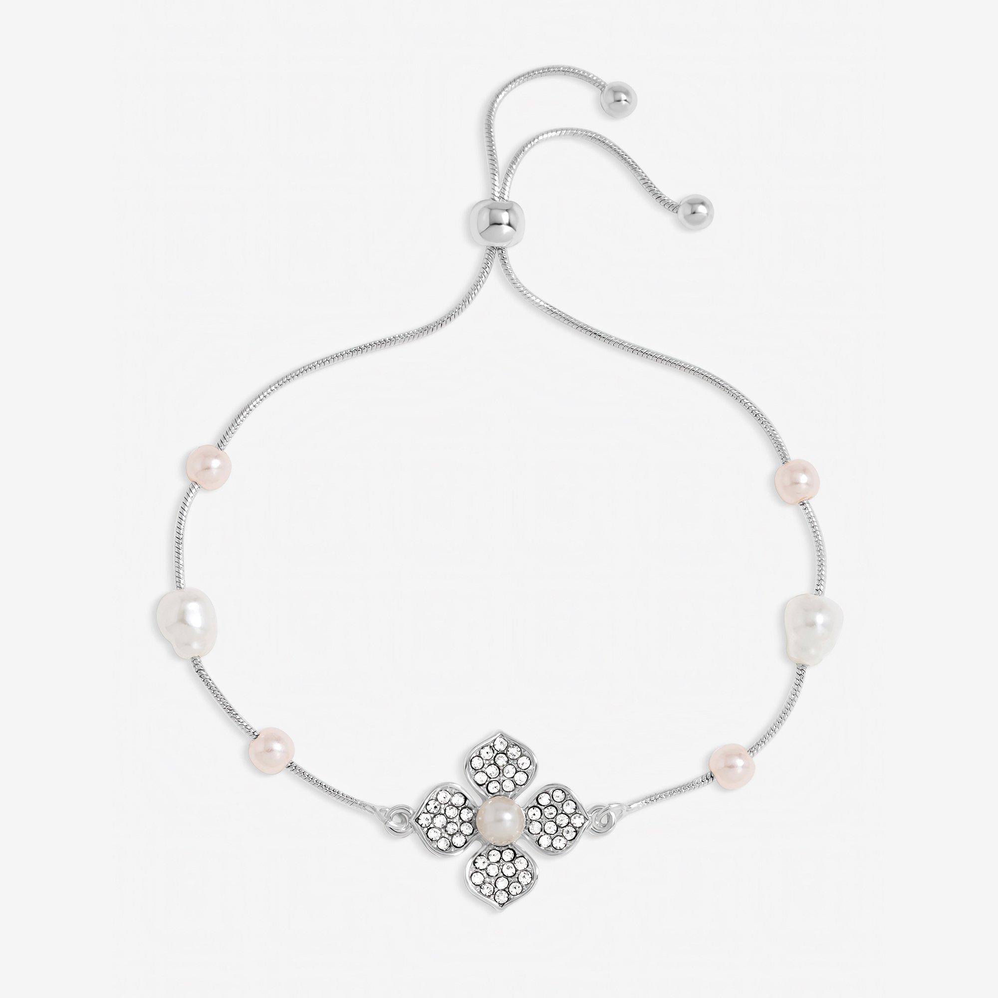 Silver - Mood - Mood Silver Plated and Pearl Clover Bracelet