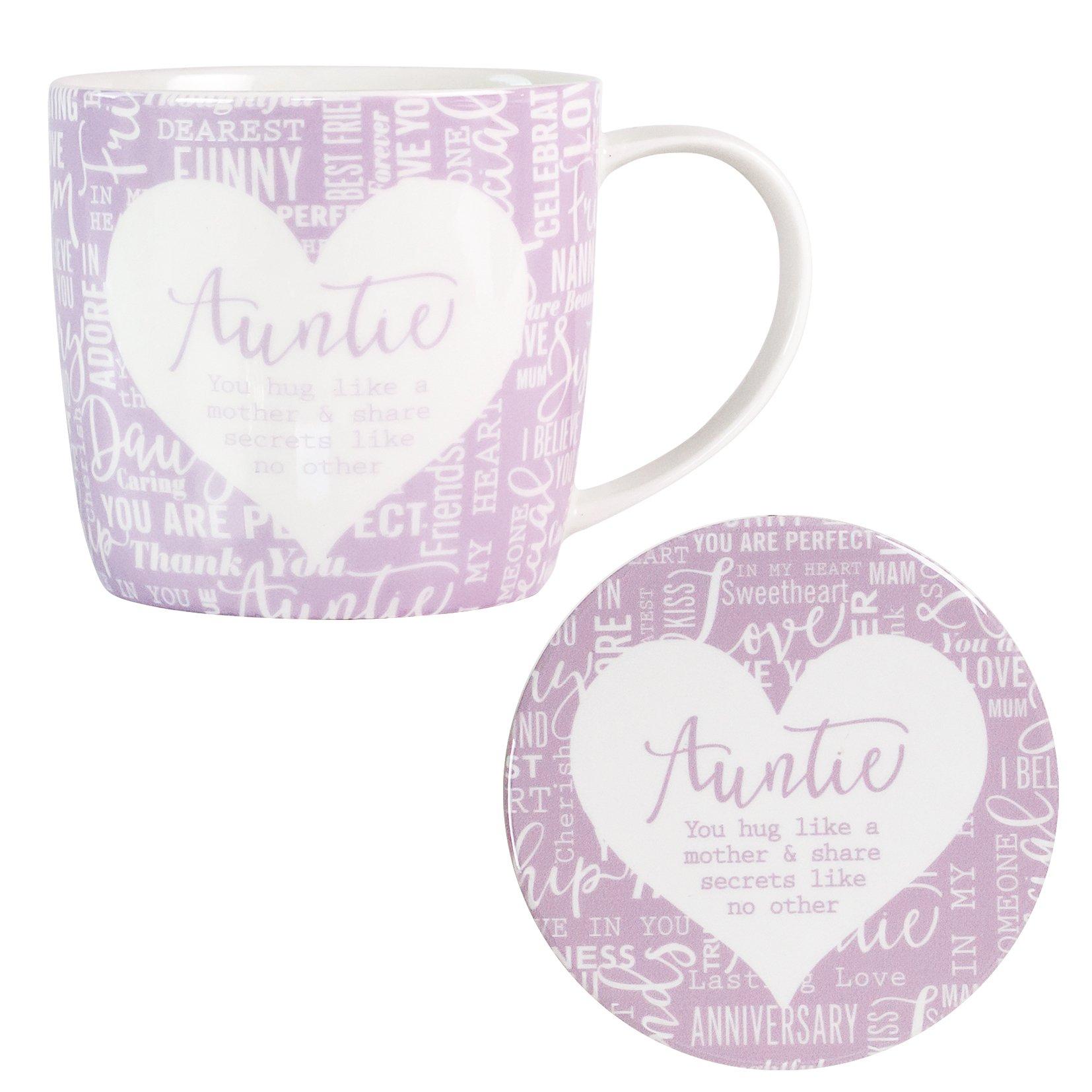 Purple - Said With Sentiment - 7150 - Auntie Mug & Coaster