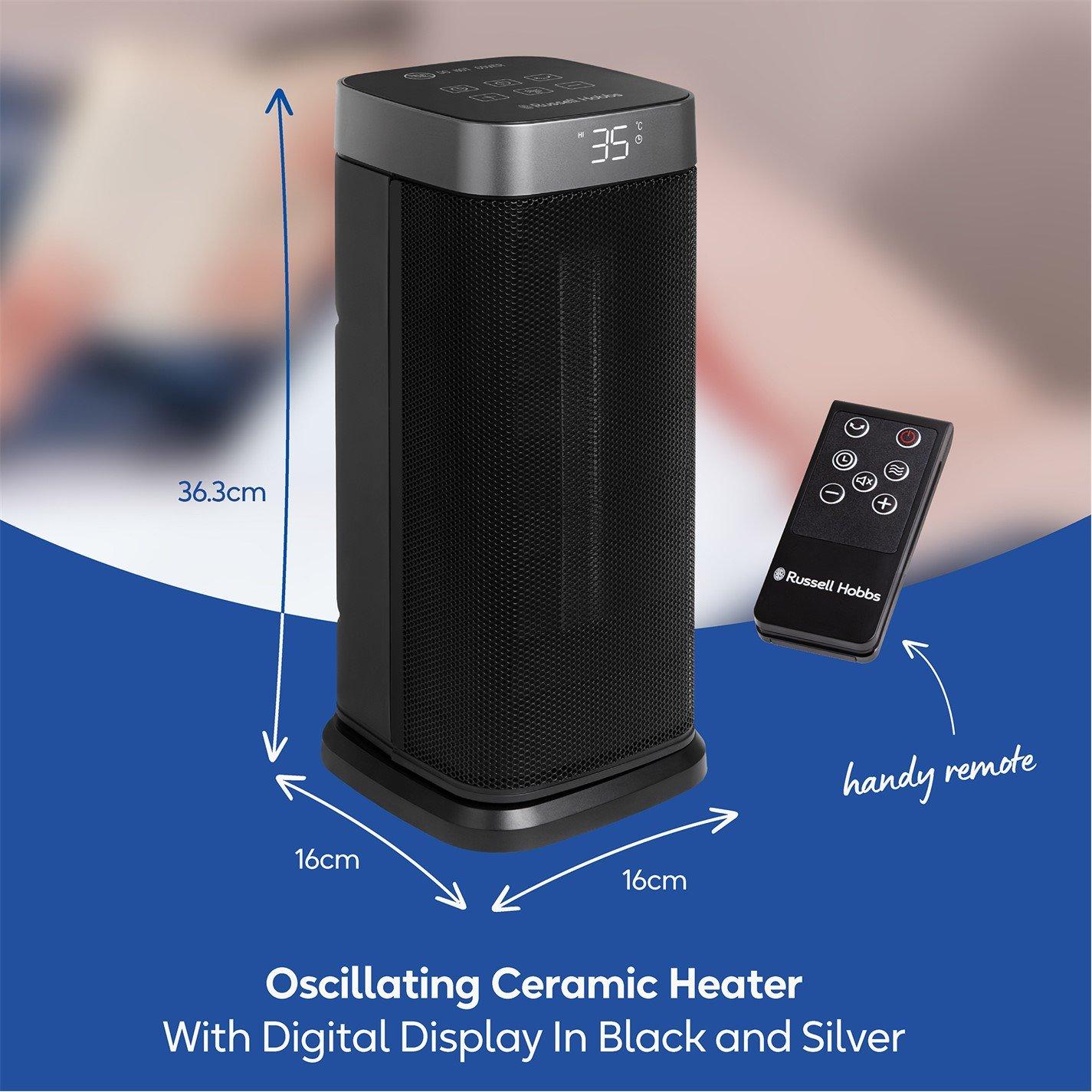 Silver / Black - Russell Hobbs - Russell Hobbs RHCTH2002S Oscillating Heater - 2