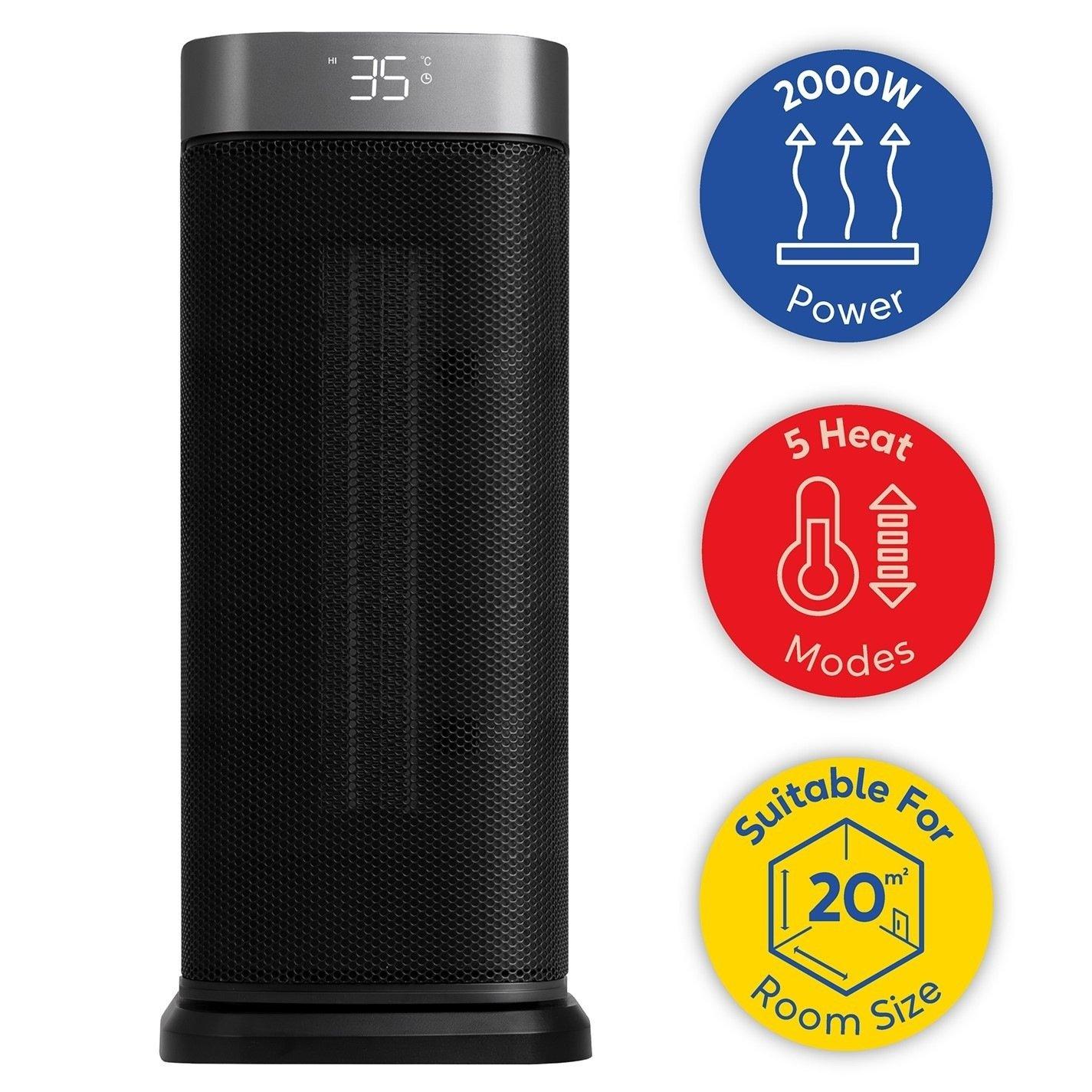 Silver / Black - Russell Hobbs - Russell Hobbs RHCTH2002S Oscillating Heater - 11