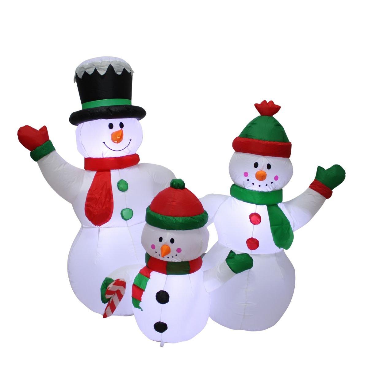 White - Snowtime - 1.5m Inflatable Snowman Family - 2
