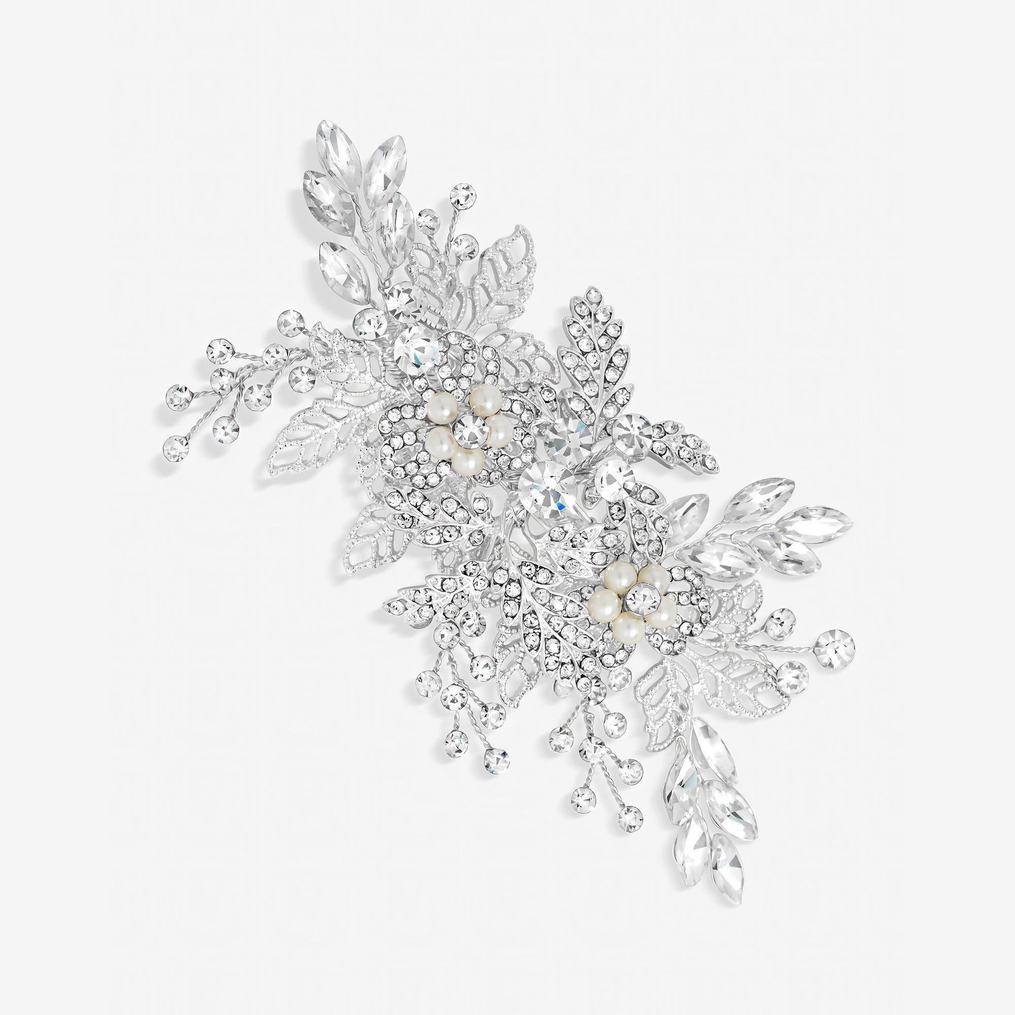 Silver - Jon Richard - Suzie Open Leaf and Crystal Clip - 1