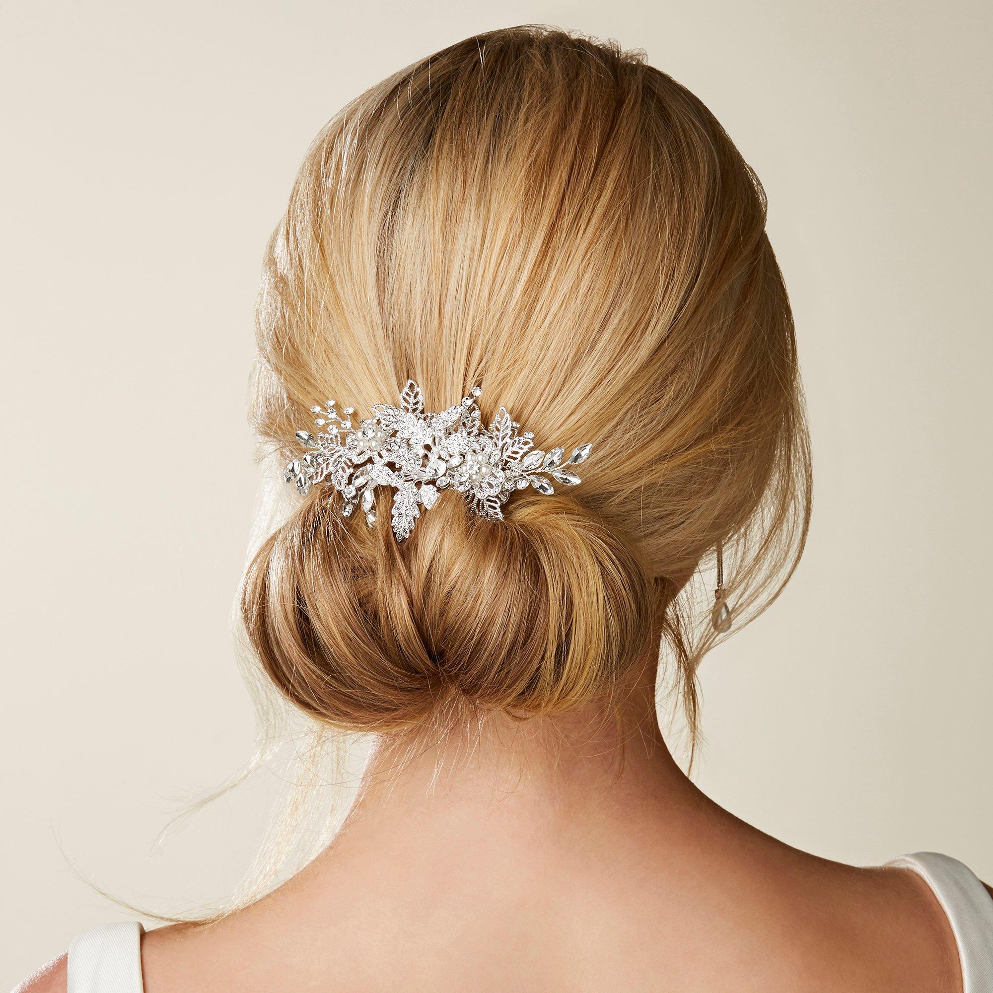 Silver - Jon Richard - Suzie Open Leaf and Crystal Clip - 3