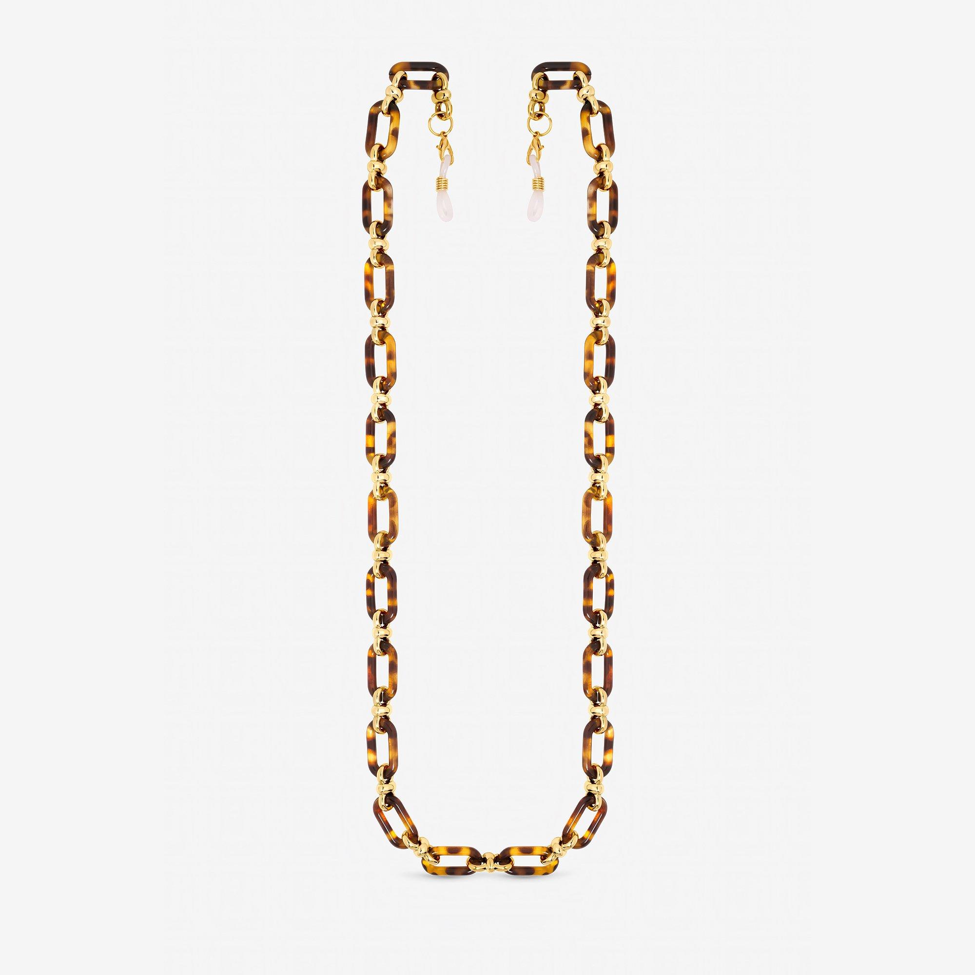 Gold - Mood - Gold Plated and Tortoise Shell Sunglasses Chain