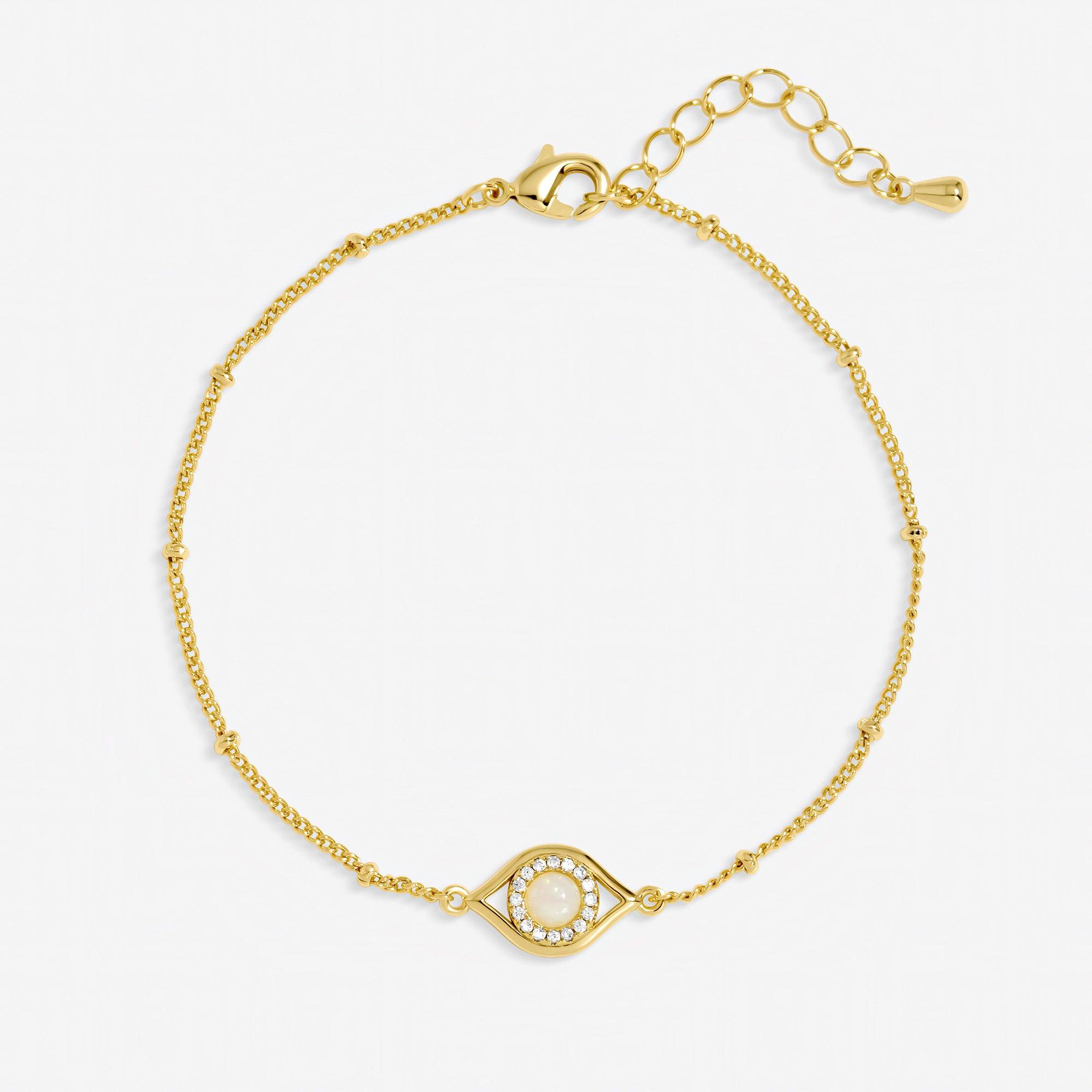 Silver - Jon Richard - Gold Plated and Mother of Pearl Evil Eye Bracelet