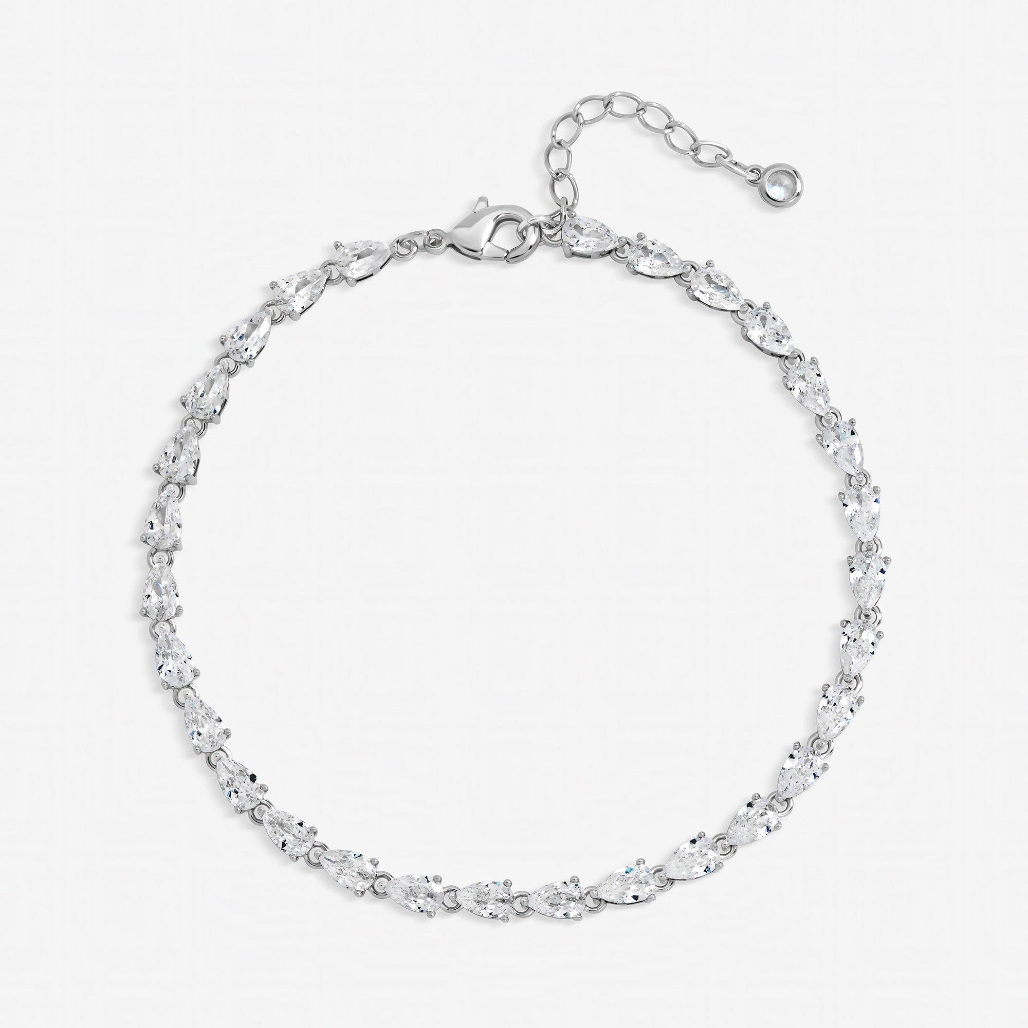 Silver - Jon Richard - Rhodium Pear Drop Bracelet