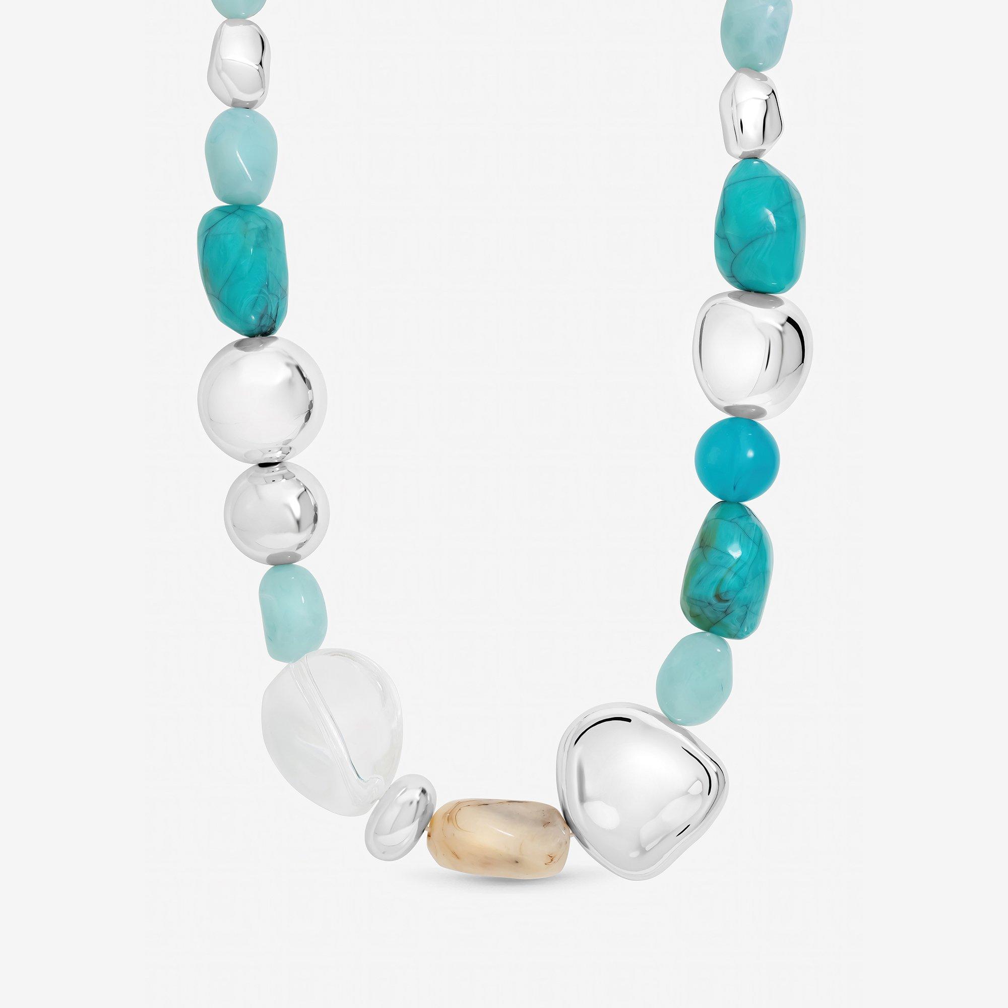 Silver - Mood - Silver and Turquoise Resin Necklace - 1