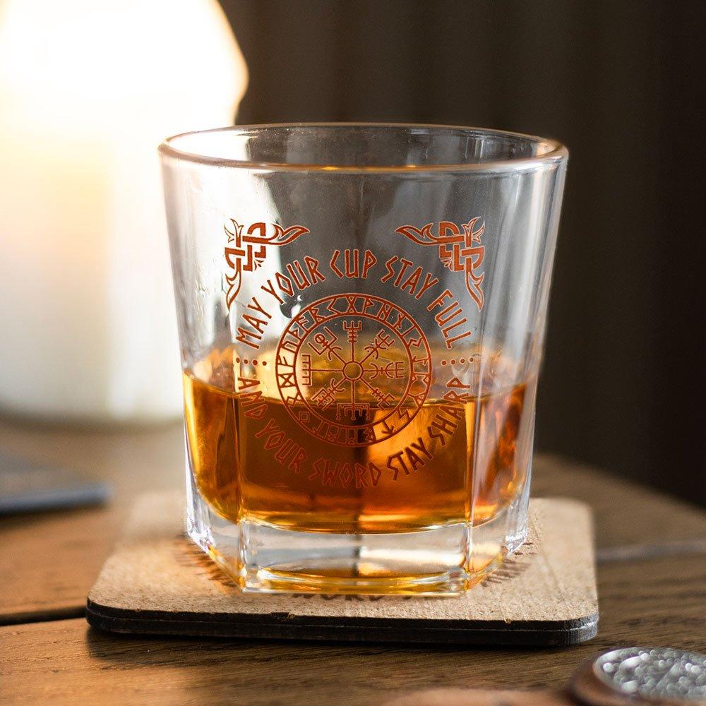 Something Different  Viking Compass Lowball Drinking Glass With Coaster - Clear