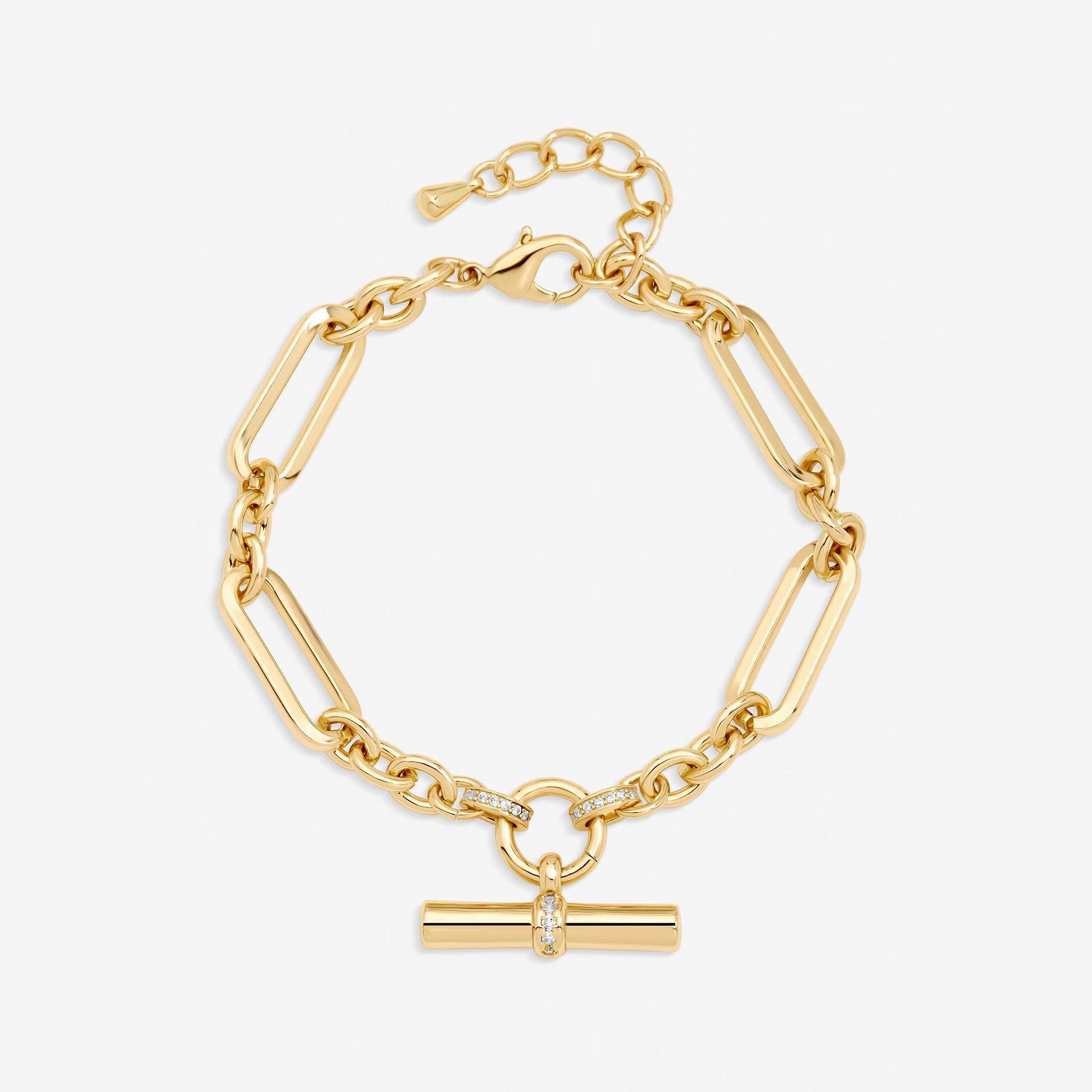 Silver - Jon Richard - Gold Plated Luxe T-Bar Bracelet
