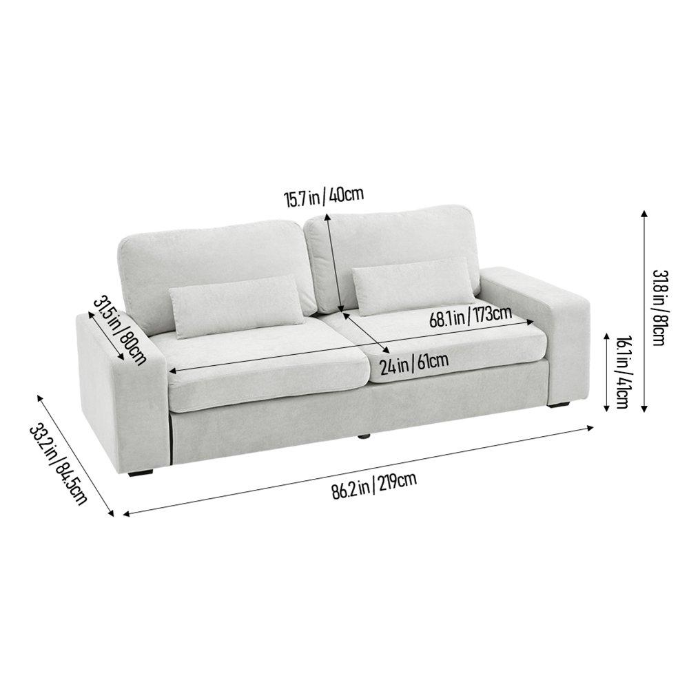 Grey - Kabinet UK - 2-Seater Chenille Upholstered Sofa with Pillows - 3