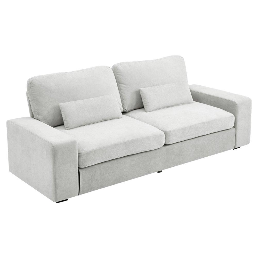 Grey - Kabinet UK - 2-Seater Chenille Upholstered Sofa with Pillows - 4