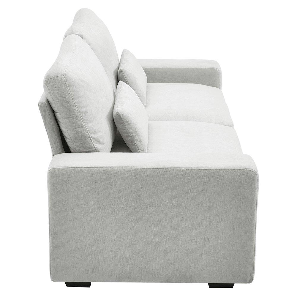 Grey - Kabinet UK - 2-Seater Chenille Upholstered Sofa with Pillows - 5
