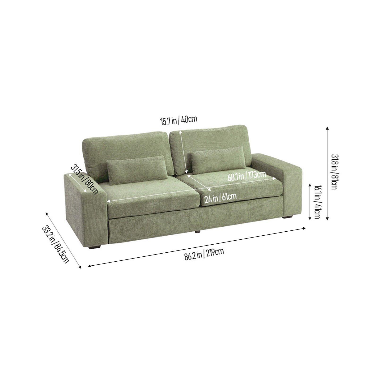 Green - Kabinet UK - 2-Seater Chenille Upholstered Sofa with Pillows - 3