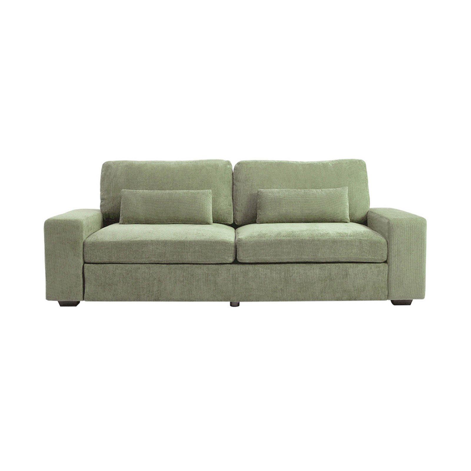 Green - Kabinet UK - 2-Seater Chenille Upholstered Sofa with Pillows - 4