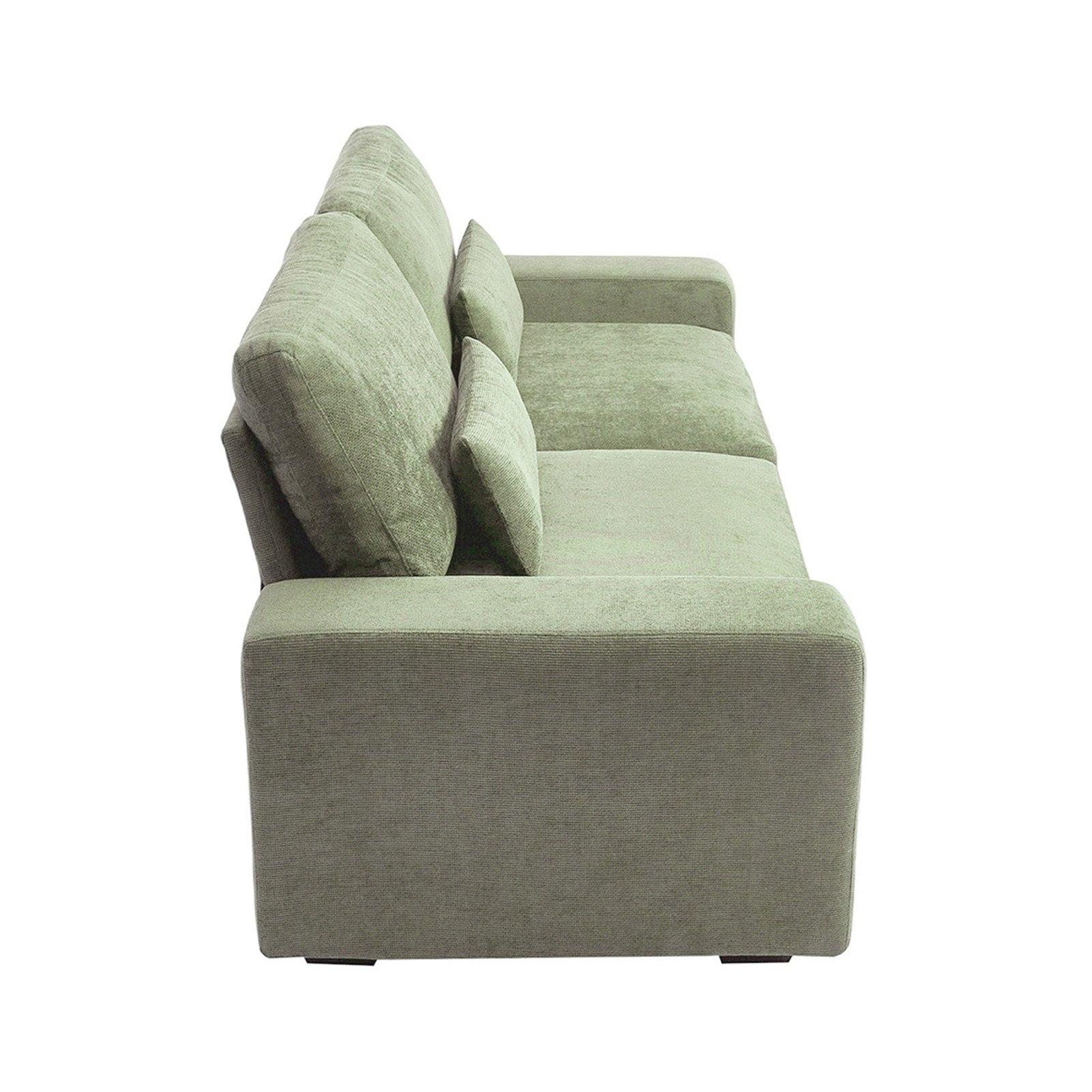 Green - Kabinet UK - 2-Seater Chenille Upholstered Sofa with Pillows - 5