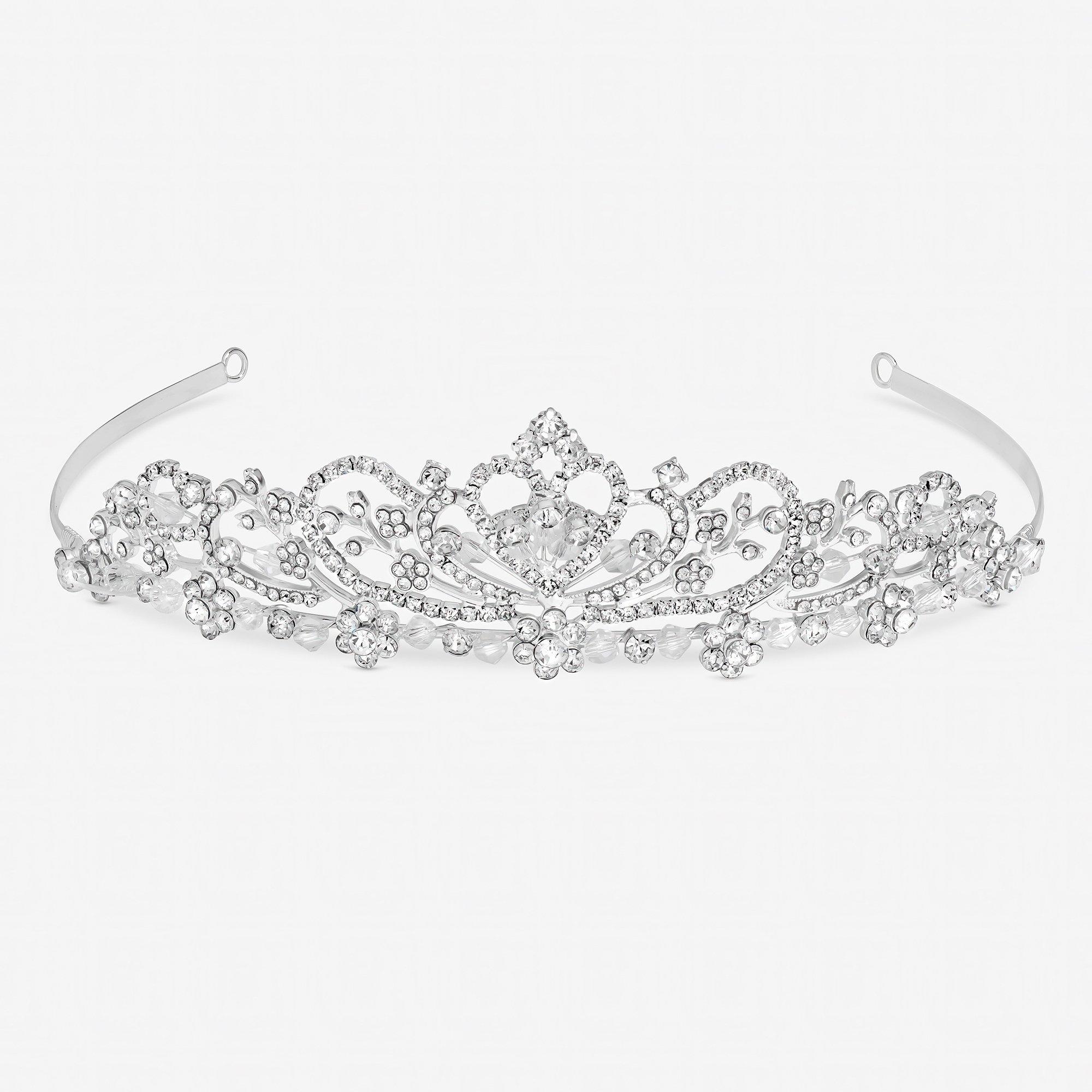 Silver - Jon Richard - Raised Diamante Tiara - 1