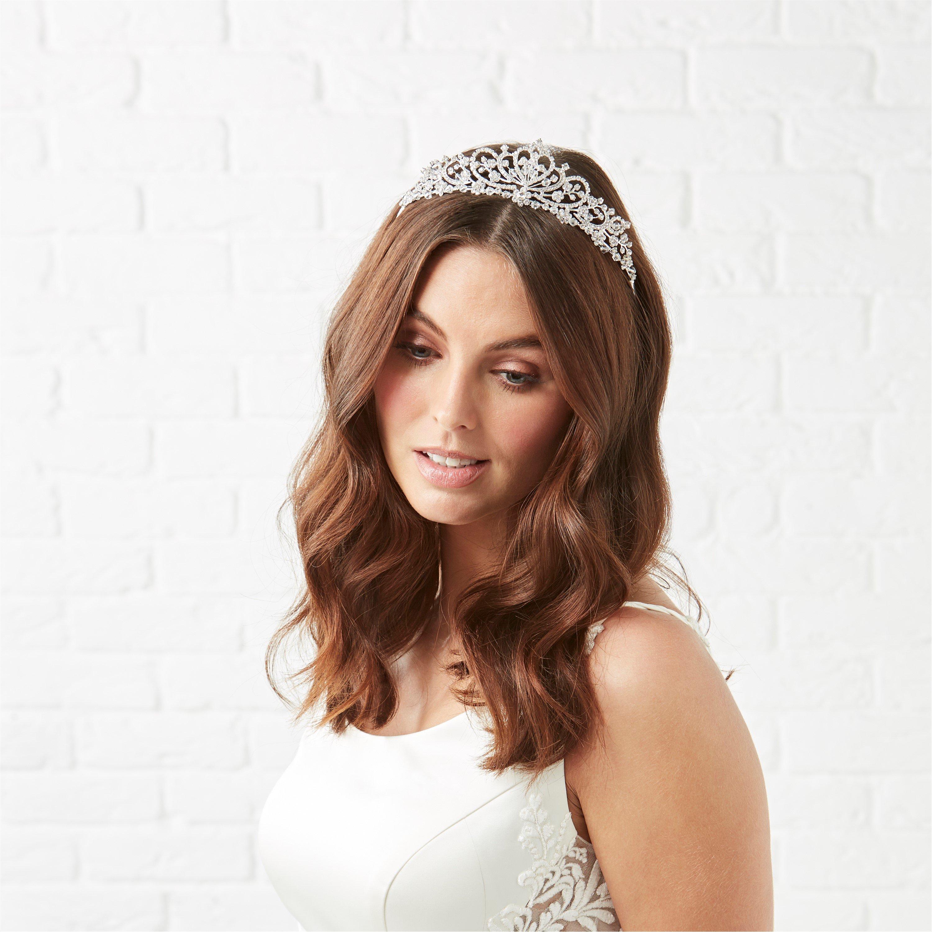 Silver - Jon Richard - Raised Diamante Tiara - 2