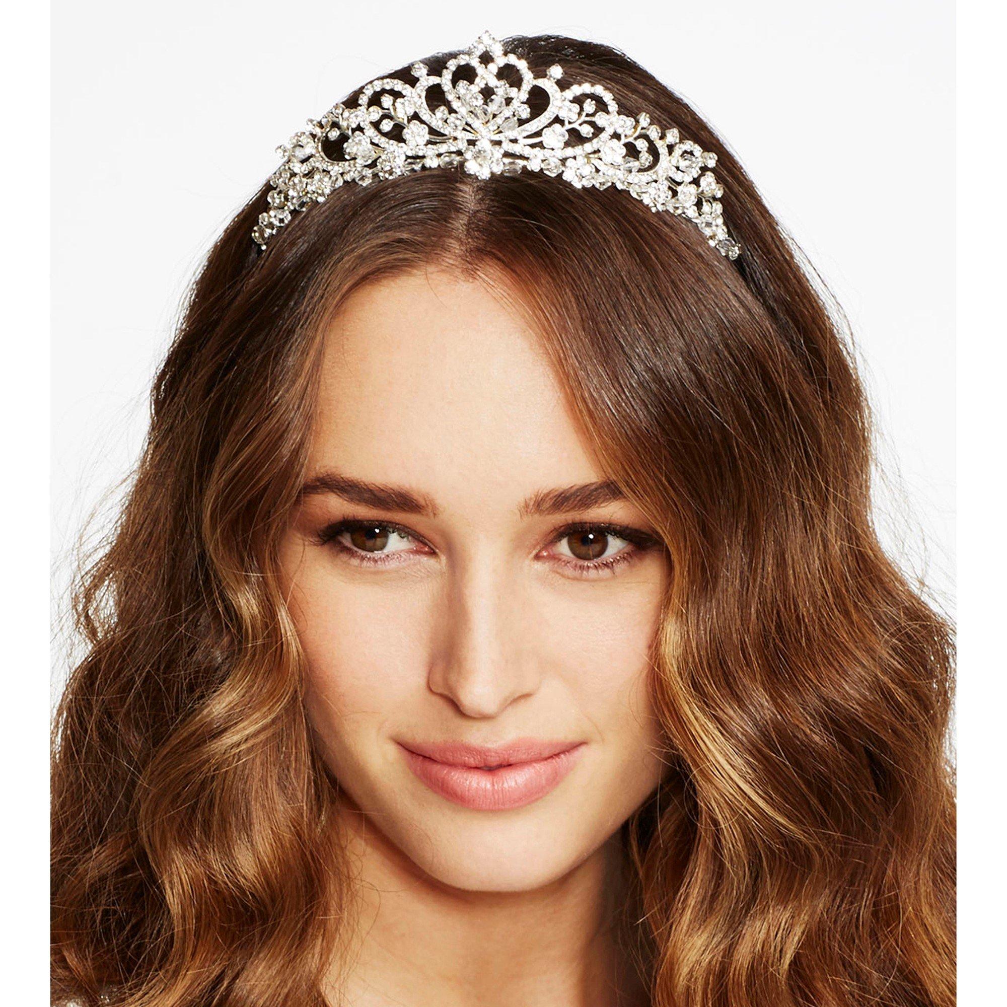 Silver - Jon Richard - Raised Diamante Tiara - 3